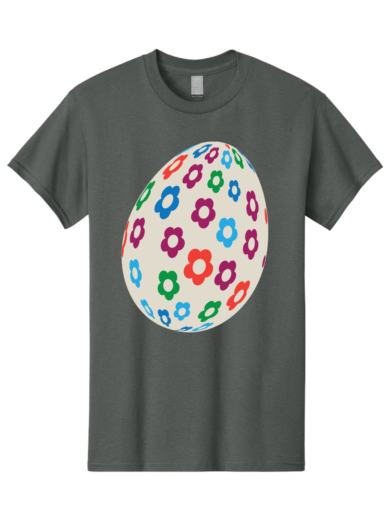 Floral-Egg-1 Men'S Graphic Tee, 100% Cotton, Comfortable Casual Summer Wear, Machine Washable, Colorful Flowers, Easter Egg Decoration, Floral Pattern, Pastel Colors, Festive Design, Spring Theme, Easter Celebration Aac729