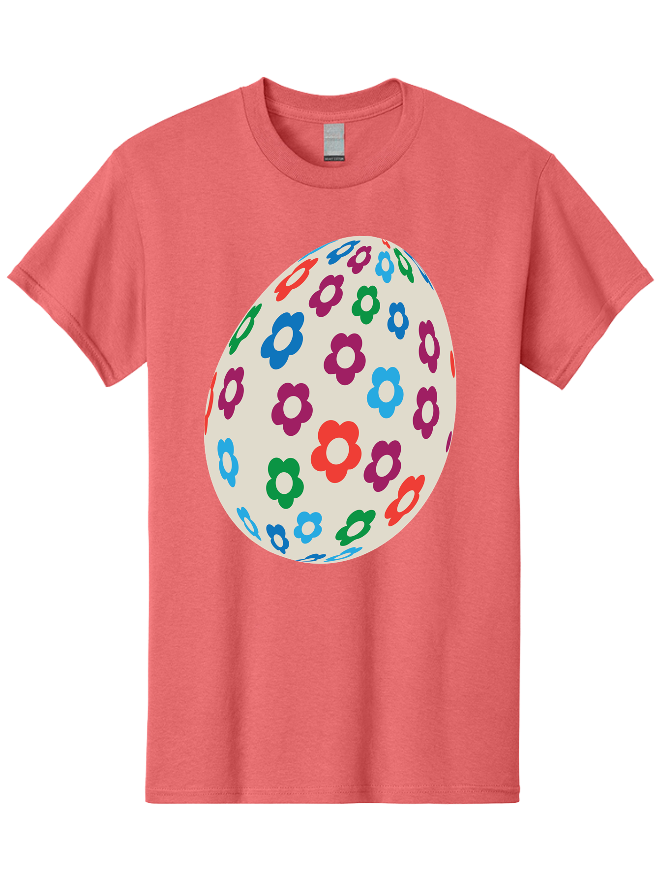 Floral-Egg-1 Men'S Graphic Tee, 100% Cotton, Comfortable Casual Summer Wear, Machine Washable, Colorful Flowers, Easter Egg Decoration, Floral Pattern, Pastel Colors, Festive Design, Spring Theme, Easter Celebration Aac729