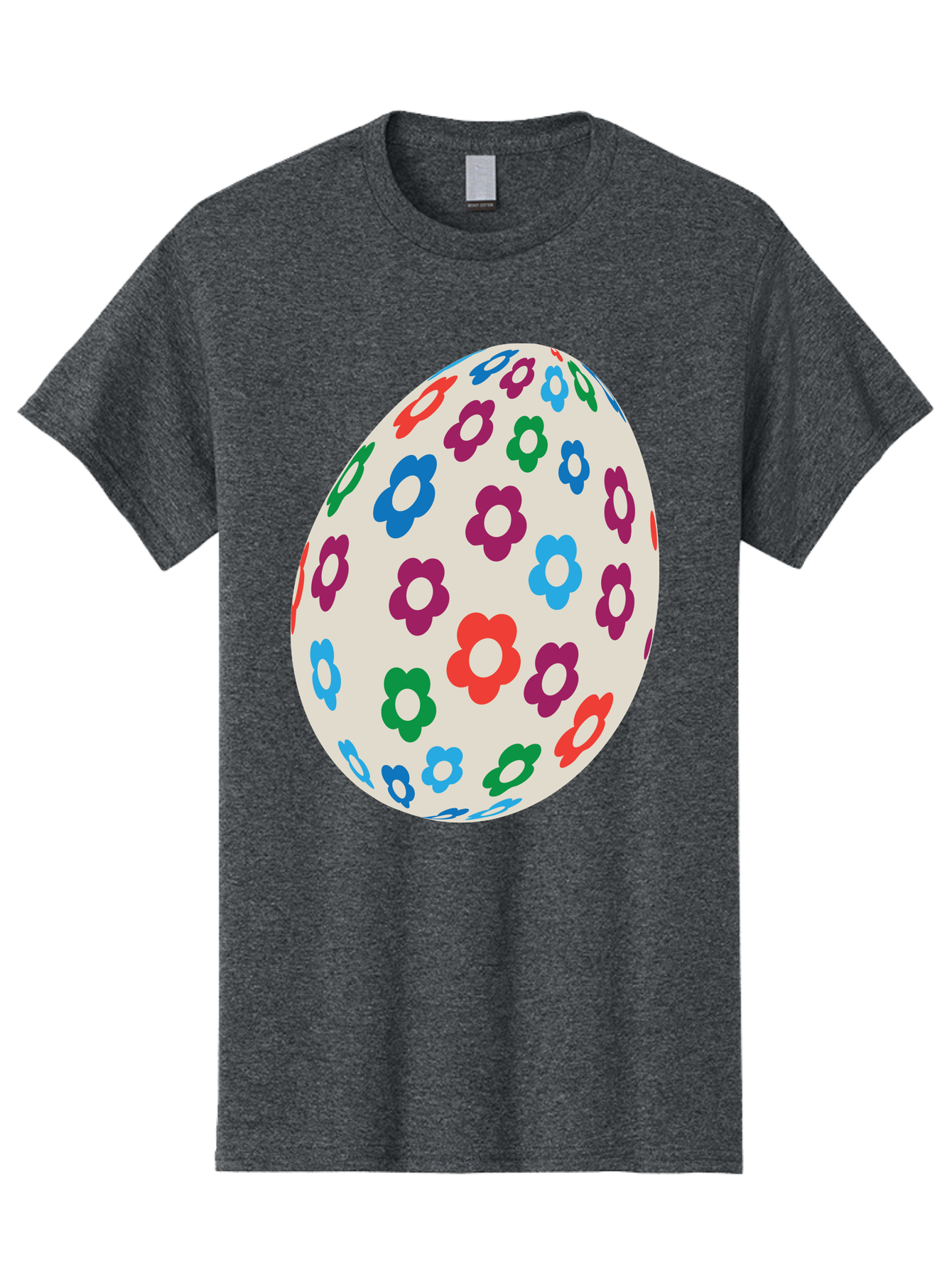 Floral-Egg-1 Men'S Graphic Tee, 100% Cotton, Comfortable Casual Summer Wear, Machine Washable, Colorful Flowers, Easter Egg Decoration, Floral Pattern, Pastel Colors, Festive Design, Spring Theme, Easter Celebration Aac729