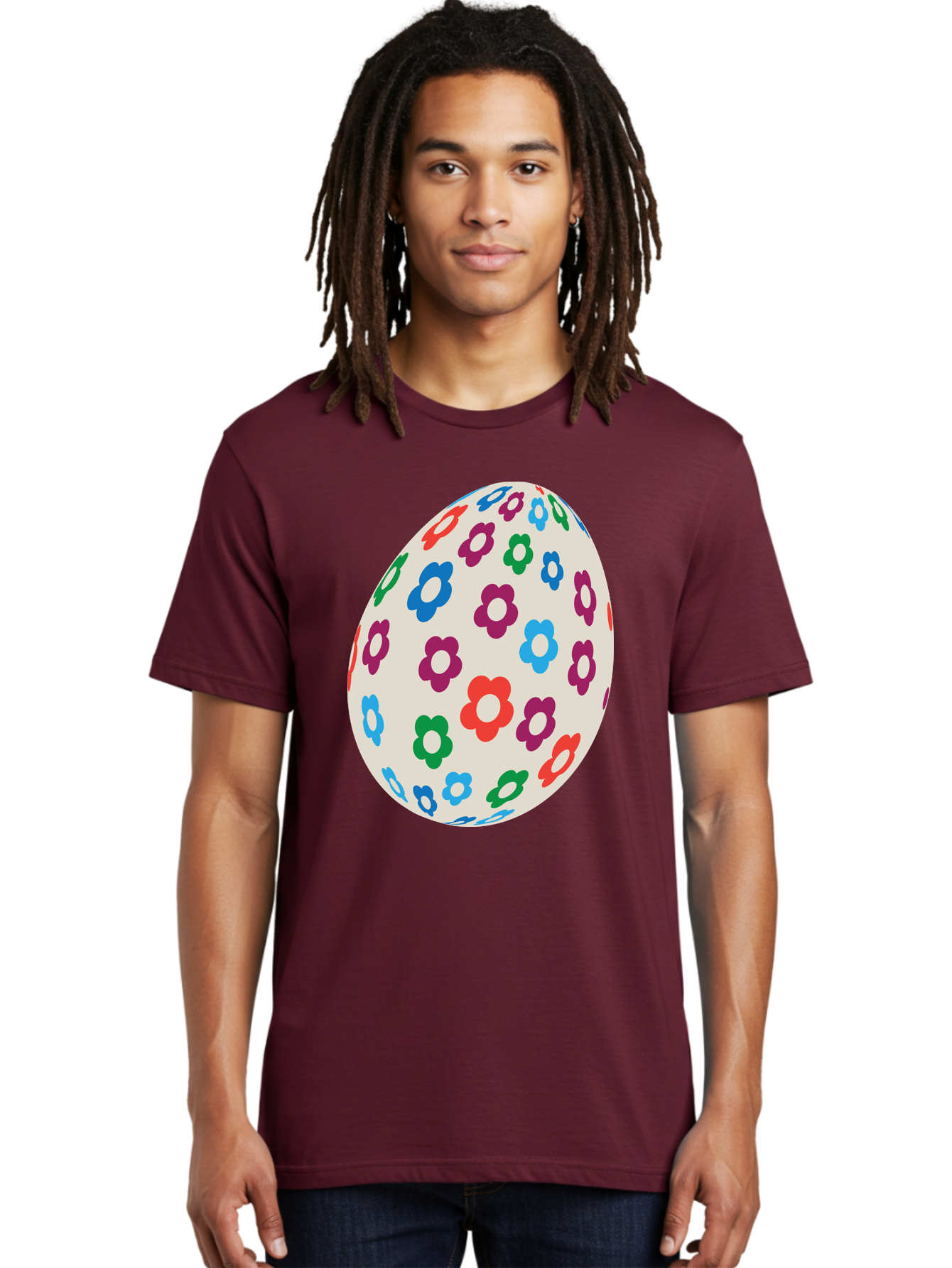 Floral-Egg-1 Men'S Graphic Tee, 100% Cotton, Comfortable Casual Summer Wear, Machine Washable, Colorful Flowers, Easter Egg Decoration, Floral Pattern, Pastel Colors, Festive Design, Spring Theme, Easter Celebration Aac729
