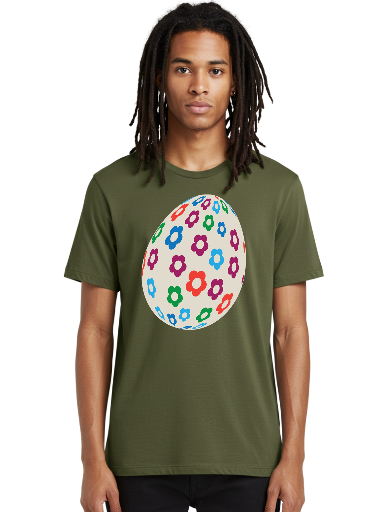 Floral-Egg-1 Men'S Graphic Tee, 100% Cotton, Comfortable Casual Summer Wear, Machine Washable, Colorful Flowers, Easter Egg Decoration, Floral Pattern, Pastel Colors, Festive Design, Spring Theme, Easter Celebration Aac729