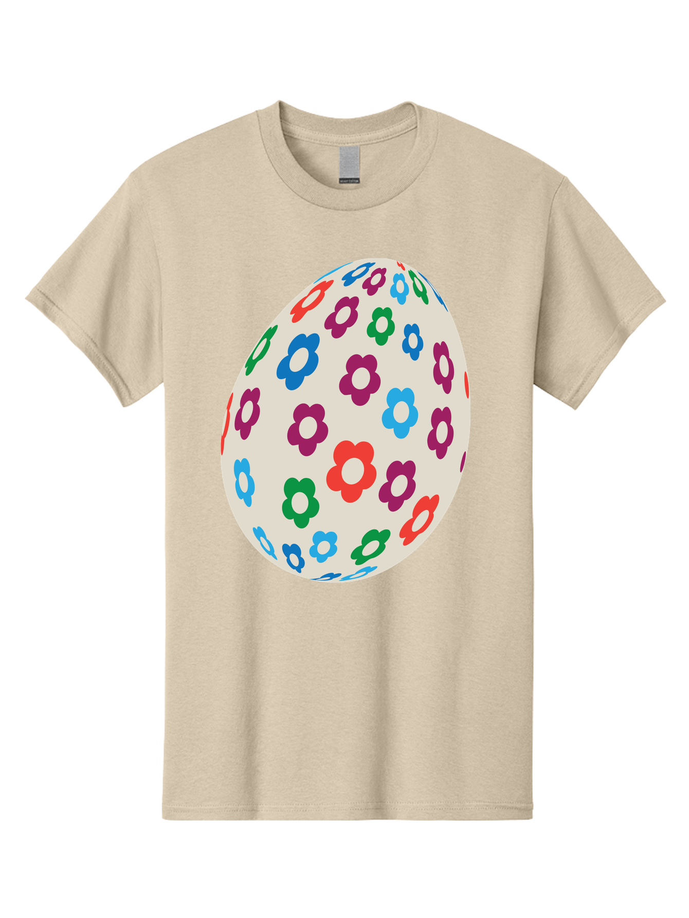 Floral-Egg-1 Men'S Graphic Tee, 100% Cotton, Comfortable Casual Summer Wear, Machine Washable, Colorful Flowers, Easter Egg Decoration, Floral Pattern, Pastel Colors, Festive Design, Spring Theme, Easter Celebration Aac729