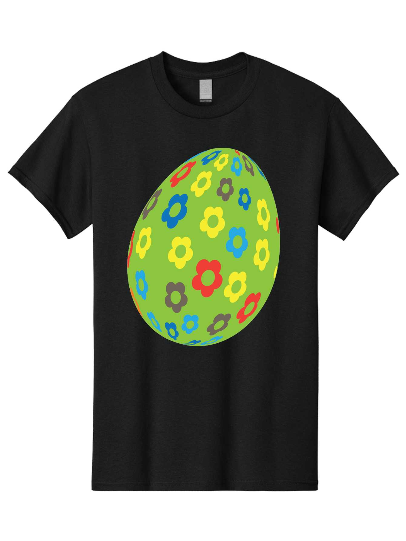 Floral-Egg Men'S Graphic Tee, 100% Cotton, Comfortable Casual Summer Wear, Machine Washable, Decorated Egg, Floral Pattern, Colorful Flowers, Easter Egg Decoration, Spring Theme, Festive Design, Cartoon Style, Red, Blue, Yellow, Purple Flowers Aac732
