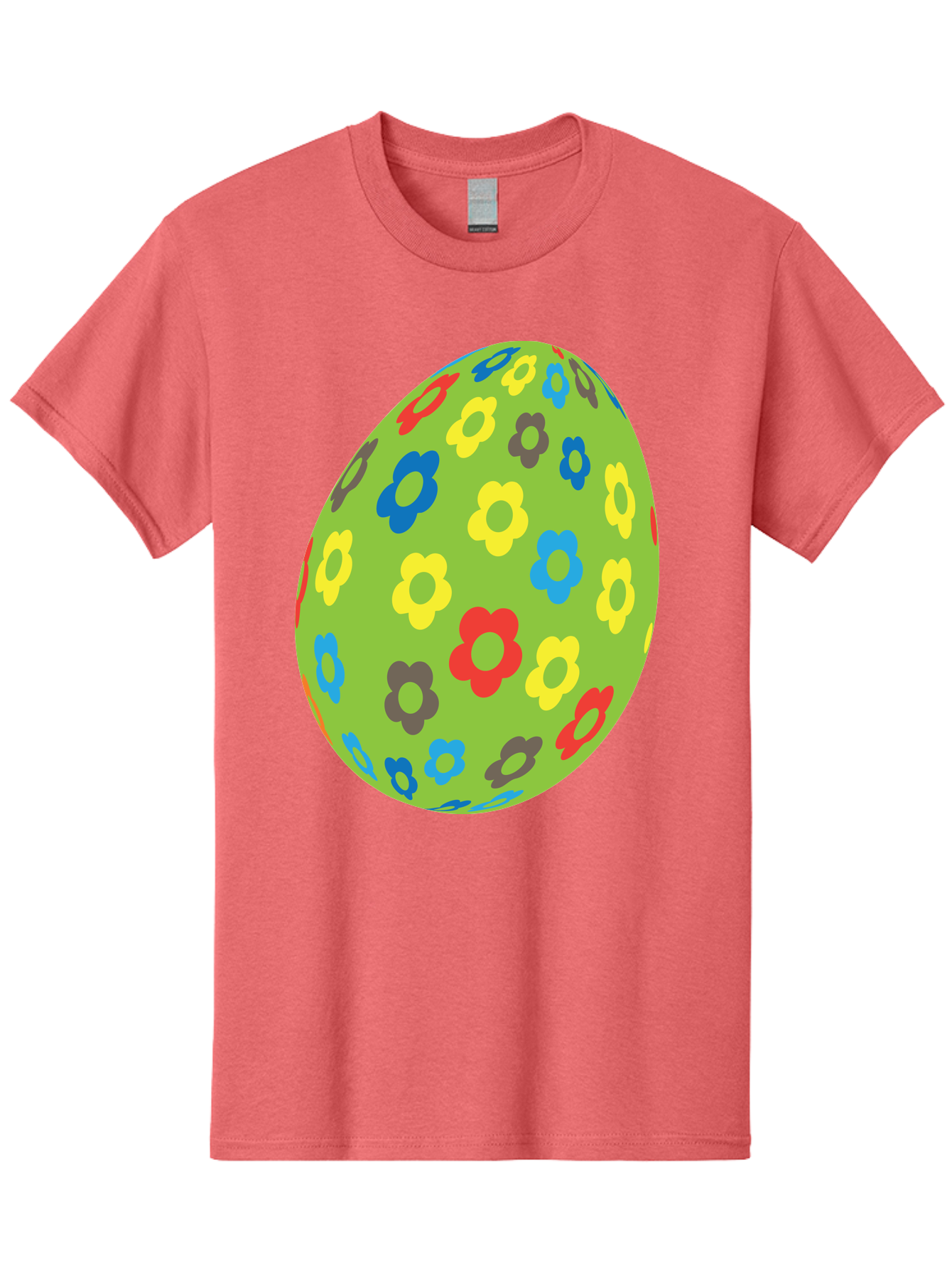 Floral-Egg Men'S Graphic Tee, 100% Cotton, Comfortable Casual Summer Wear, Machine Washable, Decorated Egg, Floral Pattern, Colorful Flowers, Easter Egg Decoration, Spring Theme, Festive Design, Cartoon Style, Red, Blue, Yellow, Purple Flowers Aac732