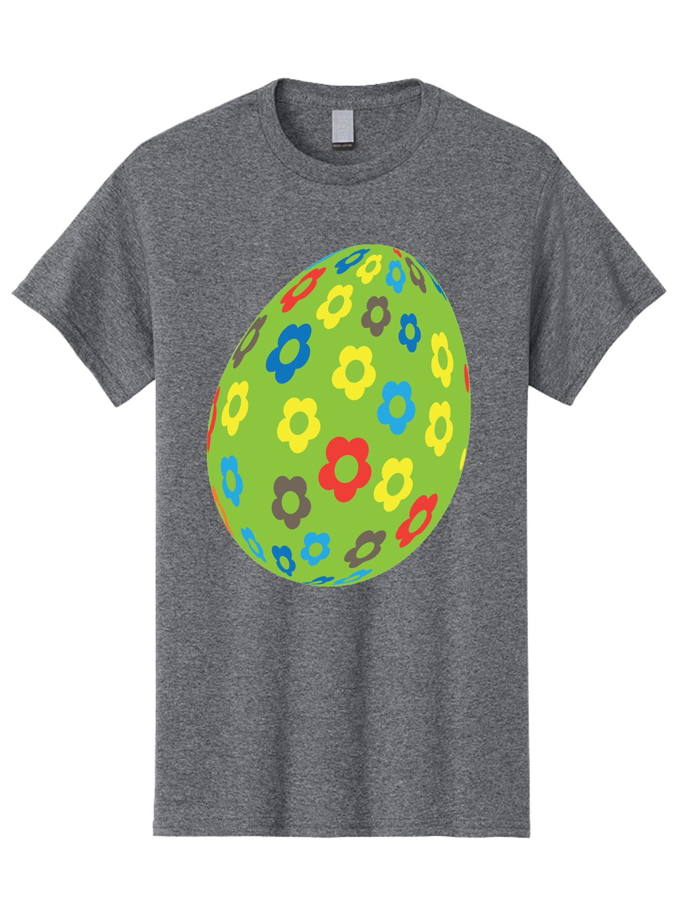 Floral-Egg Men'S Graphic Tee, 100% Cotton, Comfortable Casual Summer Wear, Machine Washable, Decorated Egg, Floral Pattern, Colorful Flowers, Easter Egg Decoration, Spring Theme, Festive Design, Cartoon Style, Red, Blue, Yellow, Purple Flowers Aac732