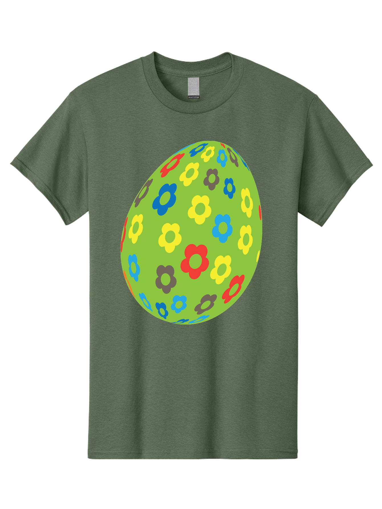 Floral-Egg Men'S Graphic Tee, 100% Cotton, Comfortable Casual Summer Wear, Machine Washable, Decorated Egg, Floral Pattern, Colorful Flowers, Easter Egg Decoration, Spring Theme, Festive Design, Cartoon Style, Red, Blue, Yellow, Purple Flowers Aac732