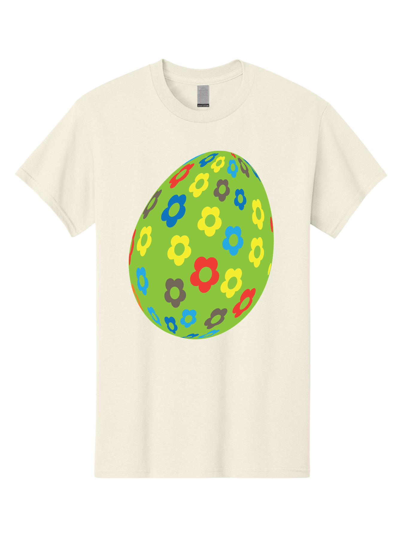 Floral-Egg Men'S Graphic Tee, 100% Cotton, Comfortable Casual Summer Wear, Machine Washable, Decorated Egg, Floral Pattern, Colorful Flowers, Easter Egg Decoration, Spring Theme, Festive Design, Cartoon Style, Red, Blue, Yellow, Purple Flowers Aac732