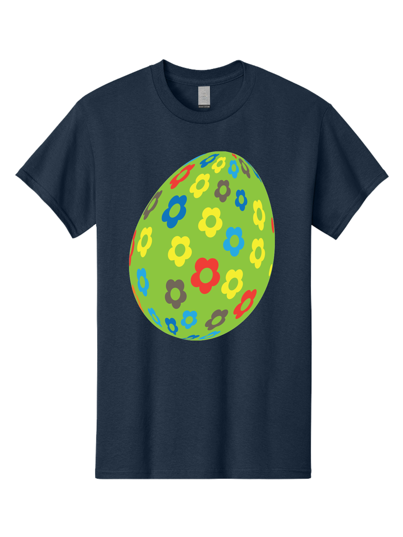 Floral-Egg Men'S Graphic Tee, 100% Cotton, Comfortable Casual Summer Wear, Machine Washable, Decorated Egg, Floral Pattern, Colorful Flowers, Easter Egg Decoration, Spring Theme, Festive Design, Cartoon Style, Red, Blue, Yellow, Purple Flowers Aac732
