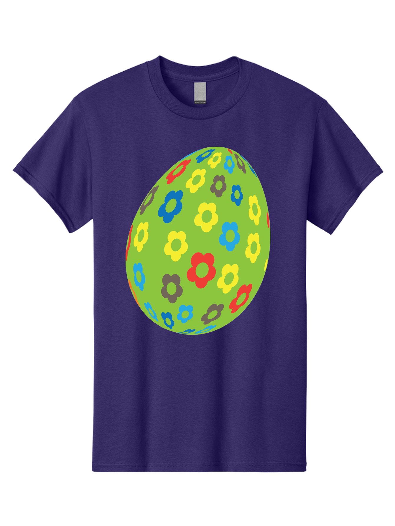 Floral-Egg Men'S Graphic Tee, 100% Cotton, Comfortable Casual Summer Wear, Machine Washable, Decorated Egg, Floral Pattern, Colorful Flowers, Easter Egg Decoration, Spring Theme, Festive Design, Cartoon Style, Red, Blue, Yellow, Purple Flowers Aac732