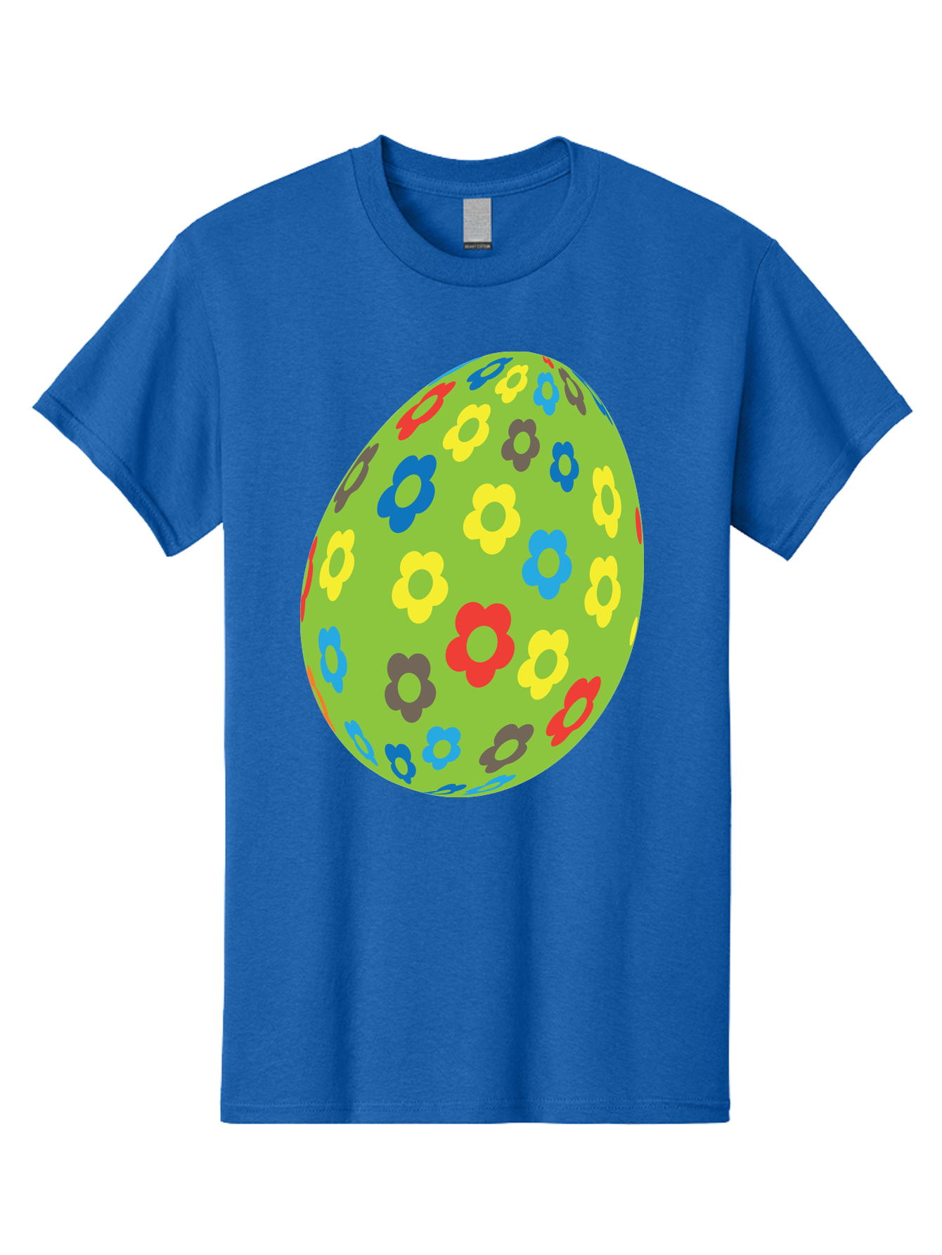 Floral-Egg Men'S Graphic Tee, 100% Cotton, Comfortable Casual Summer Wear, Machine Washable, Decorated Egg, Floral Pattern, Colorful Flowers, Easter Egg Decoration, Spring Theme, Festive Design, Cartoon Style, Red, Blue, Yellow, Purple Flowers Aac732