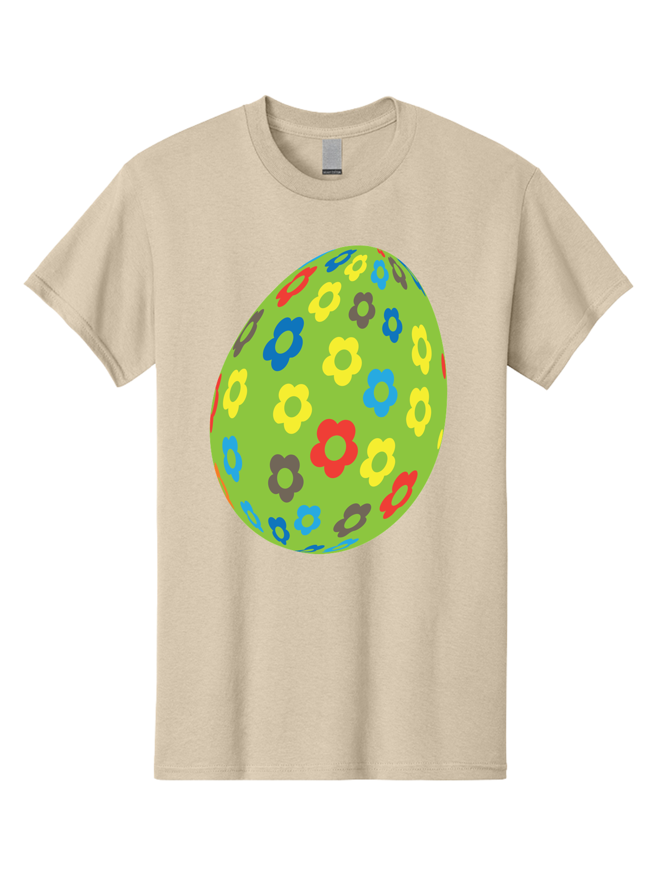 Floral-Egg Men'S Graphic Tee, 100% Cotton, Comfortable Casual Summer Wear, Machine Washable, Decorated Egg, Floral Pattern, Colorful Flowers, Easter Egg Decoration, Spring Theme, Festive Design, Cartoon Style, Red, Blue, Yellow, Purple Flowers Aac732
