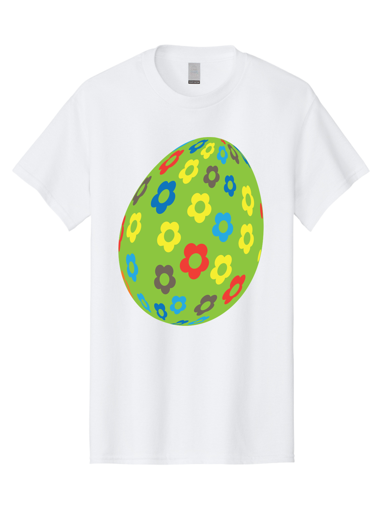Floral-Egg Men'S Graphic Tee, 100% Cotton, Comfortable Casual Summer Wear, Machine Washable, Decorated Egg, Floral Pattern, Colorful Flowers, Easter Egg Decoration, Spring Theme, Festive Design, Cartoon Style, Red, Blue, Yellow, Purple Flowers Aac732