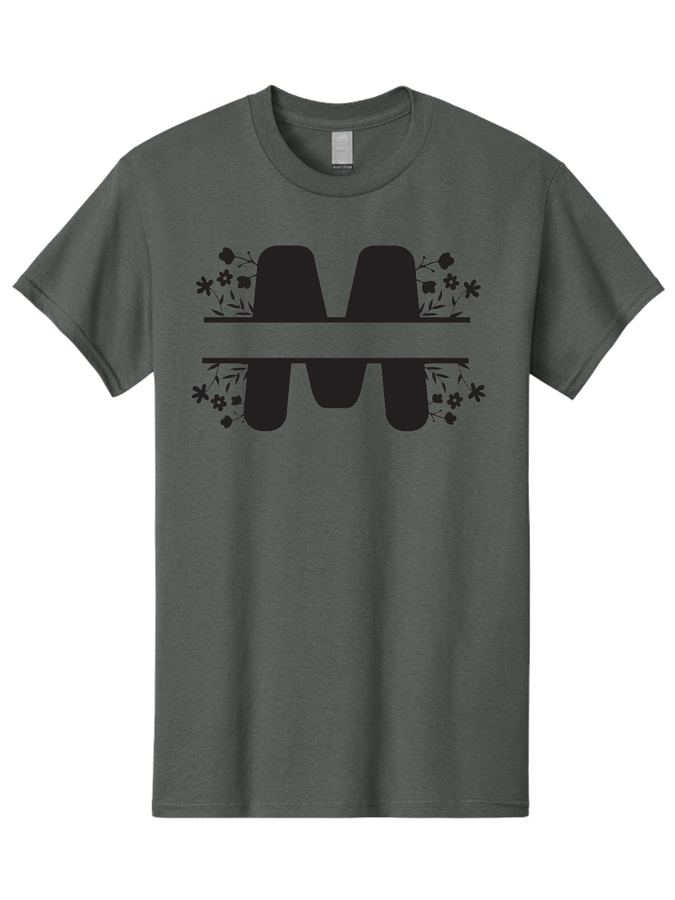 Floral-M-Logo Men'S Graphic Tee, 100% Cotton, Comfortable Casual Summer Wear, Machine Washable, Stylish Logo, Letter M, Floral Design, Bold Typography, Decorative Flowers, Modern Graphics, Sleek Design Aac735