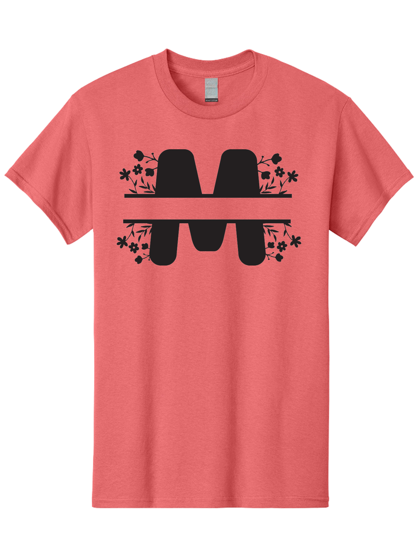 Floral-M-Logo Men'S Graphic Tee, 100% Cotton, Comfortable Casual Summer Wear, Machine Washable, Stylish Logo, Letter M, Floral Design, Bold Typography, Decorative Flowers, Modern Graphics, Sleek Design Aac735