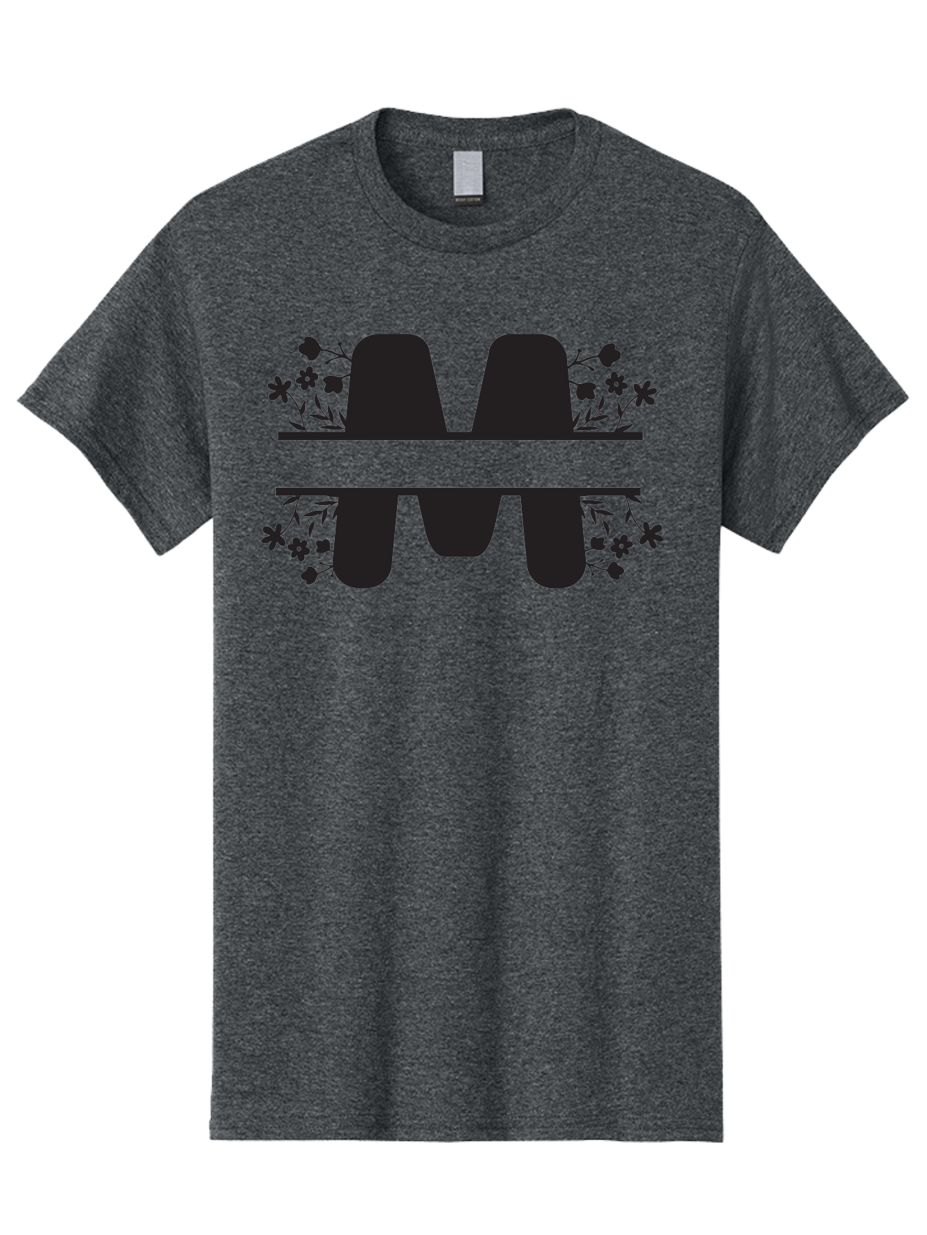 Floral-M-Logo Men'S Graphic Tee, 100% Cotton, Comfortable Casual Summer Wear, Machine Washable, Stylish Logo, Letter M, Floral Design, Bold Typography, Decorative Flowers, Modern Graphics, Sleek Design Aac735