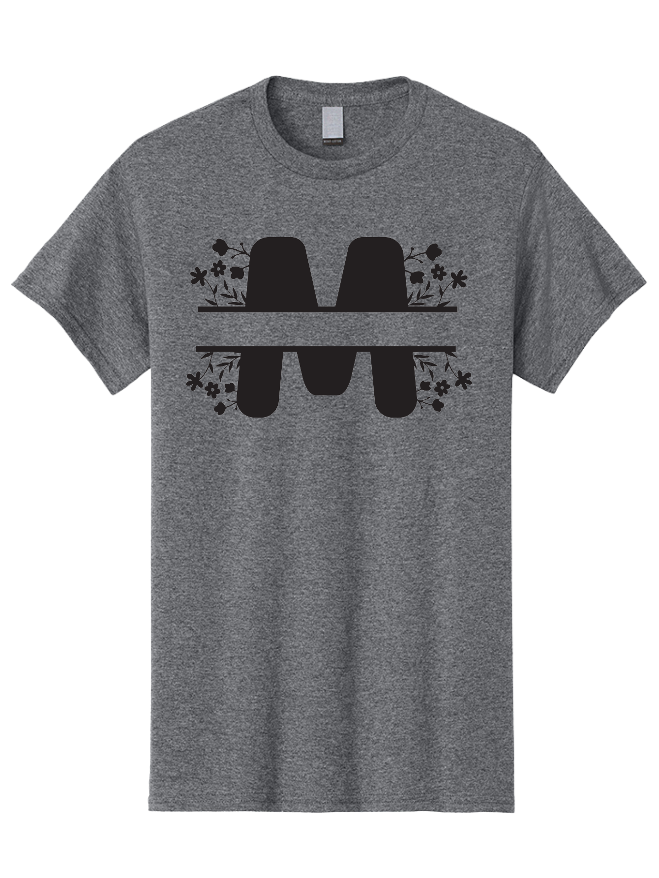 Floral-M-Logo Men'S Graphic Tee, 100% Cotton, Comfortable Casual Summer Wear, Machine Washable, Stylish Logo, Letter M, Floral Design, Bold Typography, Decorative Flowers, Modern Graphics, Sleek Design Aac735