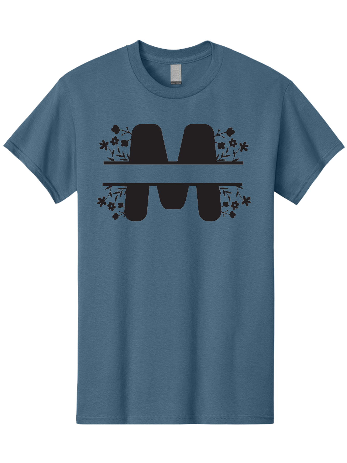 Floral-M-Logo Men'S Graphic Tee, 100% Cotton, Comfortable Casual Summer Wear, Machine Washable, Stylish Logo, Letter M, Floral Design, Bold Typography, Decorative Flowers, Modern Graphics, Sleek Design Aac735