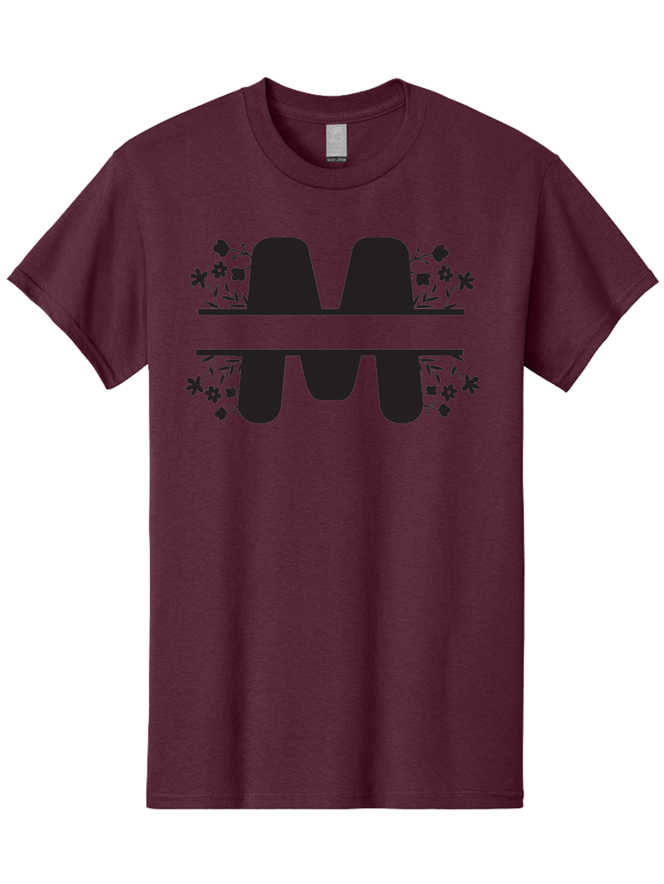 Floral-M-Logo Men'S Graphic Tee, 100% Cotton, Comfortable Casual Summer Wear, Machine Washable, Stylish Logo, Letter M, Floral Design, Bold Typography, Decorative Flowers, Modern Graphics, Sleek Design Aac735
