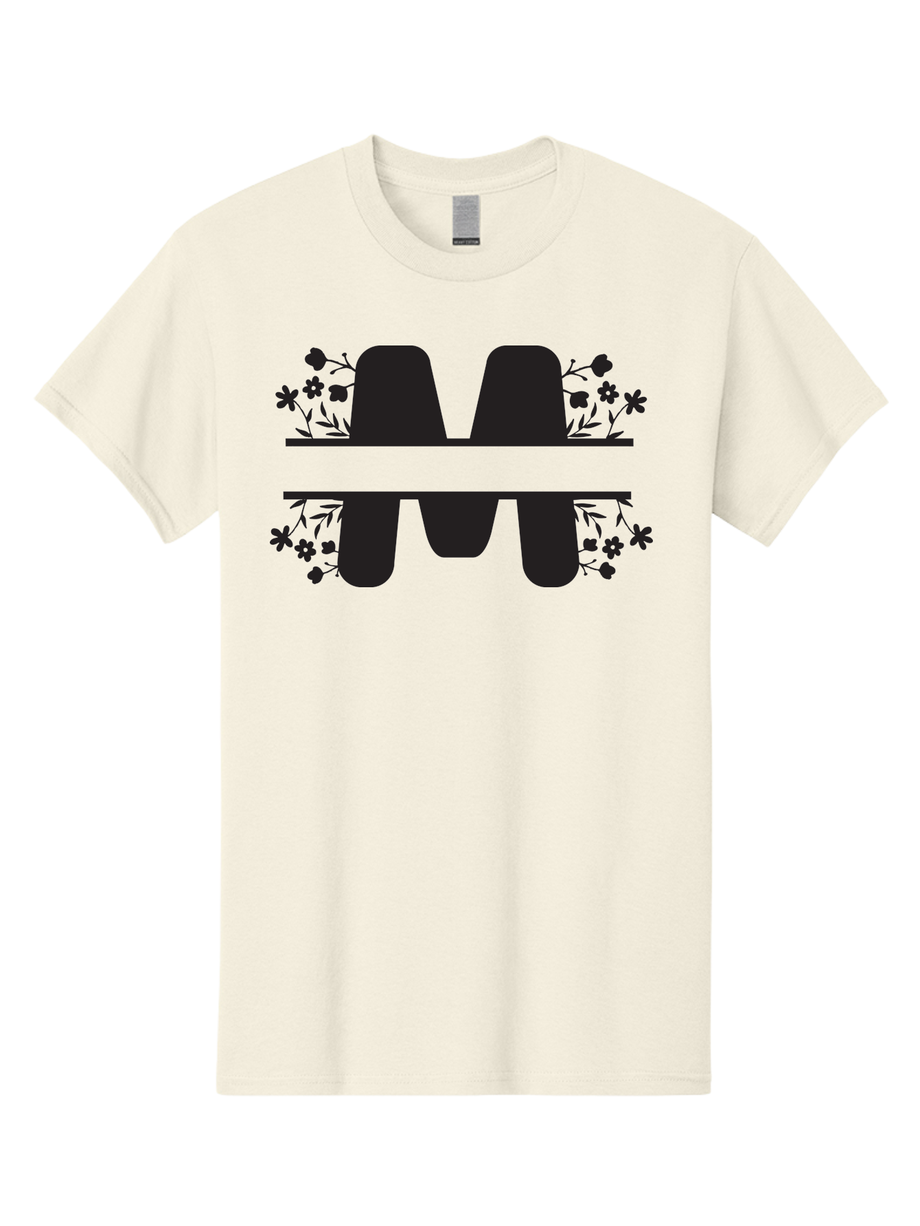 Floral-M-Logo Men'S Graphic Tee, 100% Cotton, Comfortable Casual Summer Wear, Machine Washable, Stylish Logo, Letter M, Floral Design, Bold Typography, Decorative Flowers, Modern Graphics, Sleek Design Aac735