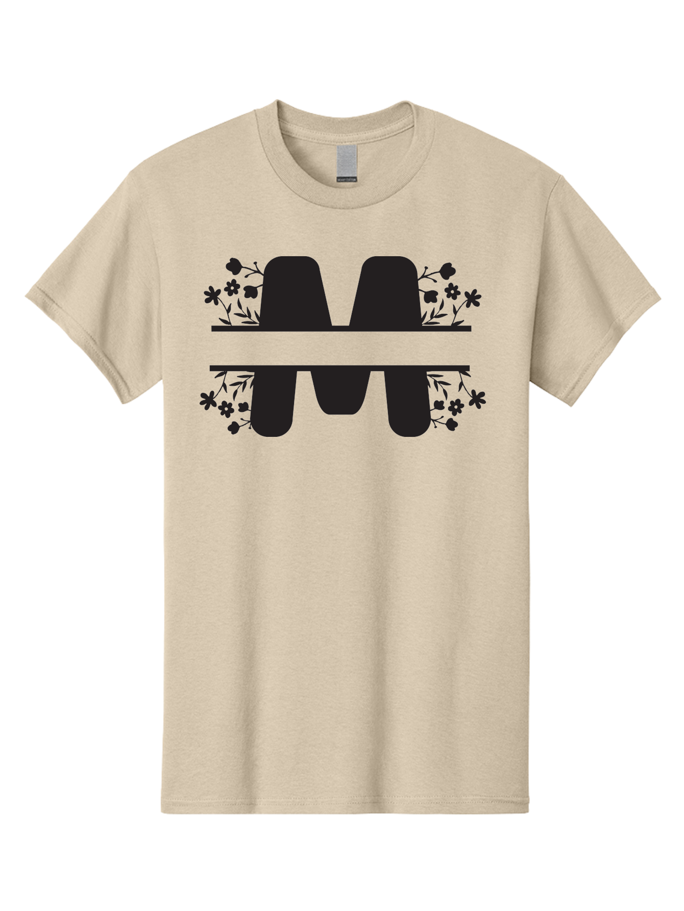 Floral-M-Logo Men'S Graphic Tee, 100% Cotton, Comfortable Casual Summer Wear, Machine Washable, Stylish Logo, Letter M, Floral Design, Bold Typography, Decorative Flowers, Modern Graphics, Sleek Design Aac735
