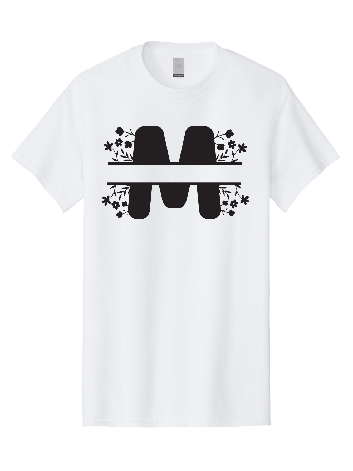 Floral-M-Logo Men'S Graphic Tee, 100% Cotton, Comfortable Casual Summer Wear, Machine Washable, Stylish Logo, Letter M, Floral Design, Bold Typography, Decorative Flowers, Modern Graphics, Sleek Design Aac735