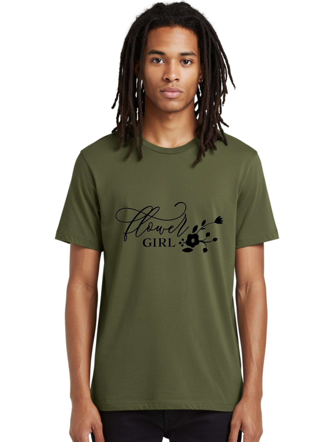 Flower-Girl Men'S Graphic Tee, 100% Cotton, Comfortable Casual Summer Wear, Machine Washable, Flower Girl, Beautiful Floral Designs, Elegance, Cursive Script, Blooming Flowers, Feminine Charm, Delicate Illustrations, Floral Arrangements Aac736