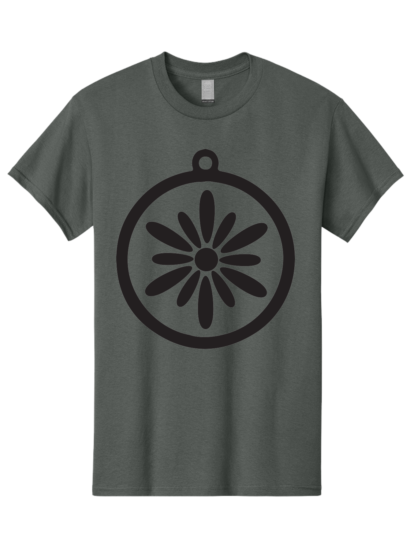 Flower-Pendant Men'S Graphic Tee, 100% Cotton, Comfortable Casual Summer Wear, Machine Washable, Flower Pendant, Minimalist Design, Circular Shape, Floral Motif, Simple Jewelry, Elegant Accessory, Modern Charm, Stylized Bloom Aac737