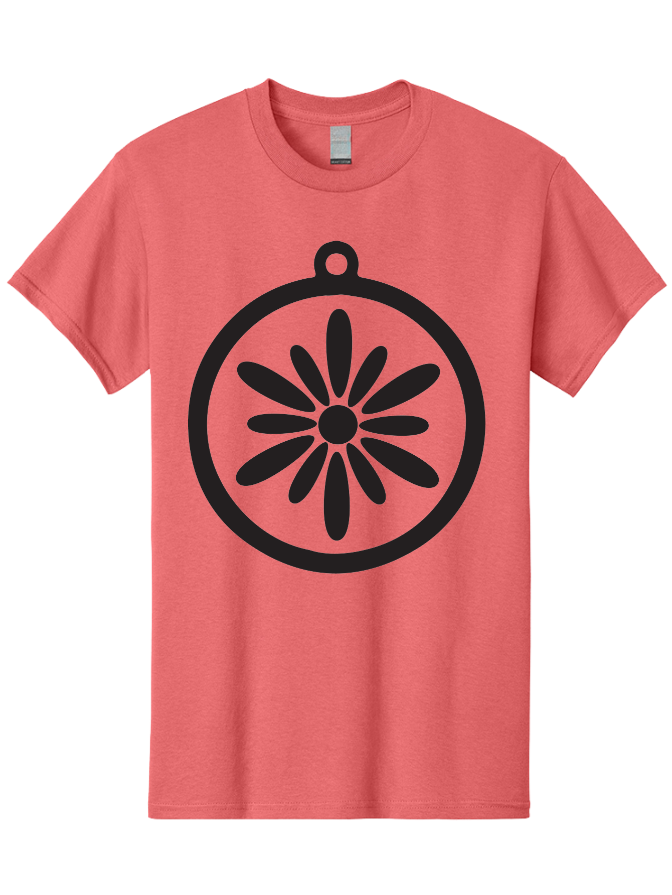 Flower-Pendant Men'S Graphic Tee, 100% Cotton, Comfortable Casual Summer Wear, Machine Washable, Flower Pendant, Minimalist Design, Circular Shape, Floral Motif, Simple Jewelry, Elegant Accessory, Modern Charm, Stylized Bloom Aac737