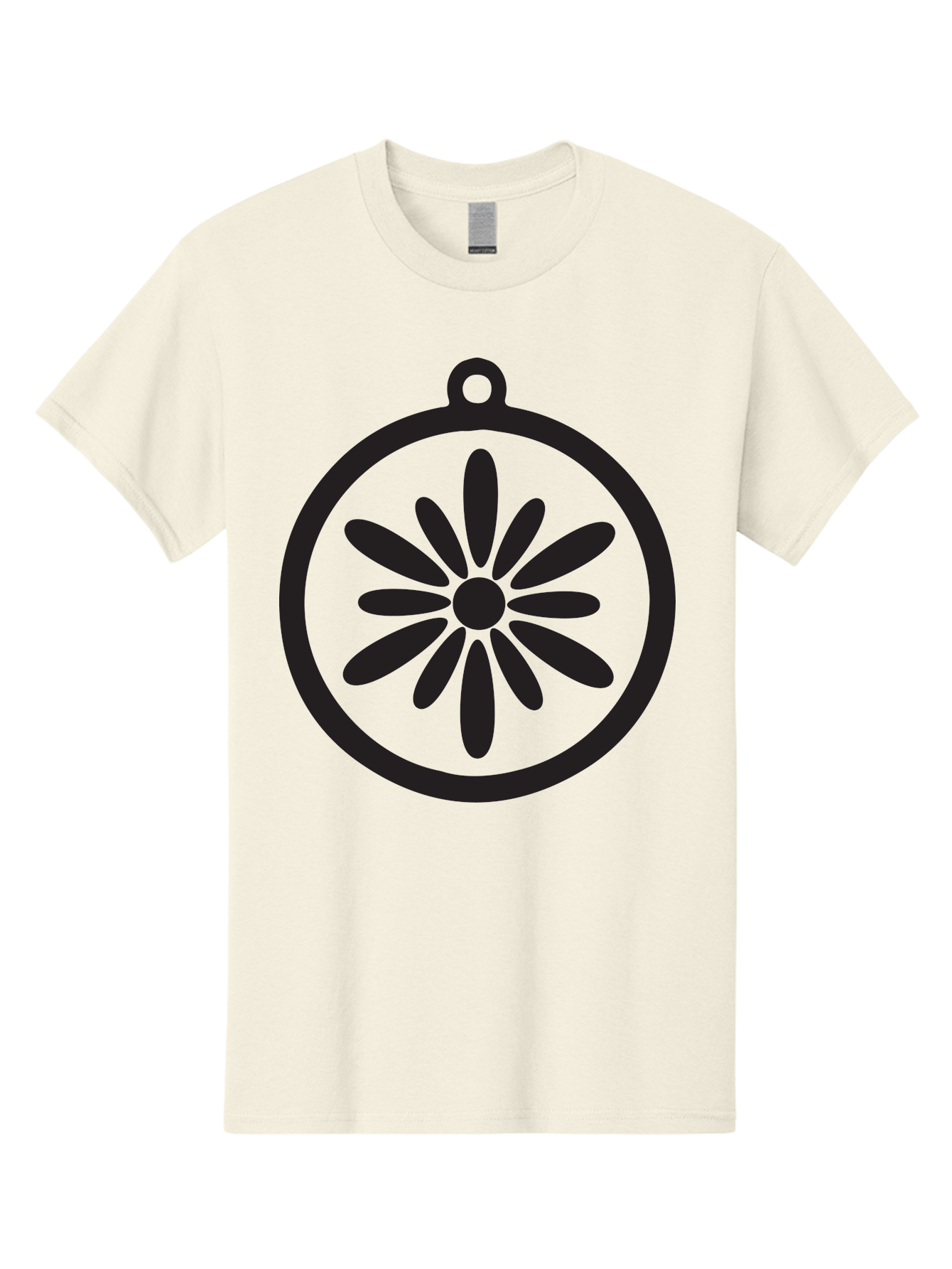 Flower-Pendant Men'S Graphic Tee, 100% Cotton, Comfortable Casual Summer Wear, Machine Washable, Flower Pendant, Minimalist Design, Circular Shape, Floral Motif, Simple Jewelry, Elegant Accessory, Modern Charm, Stylized Bloom Aac737