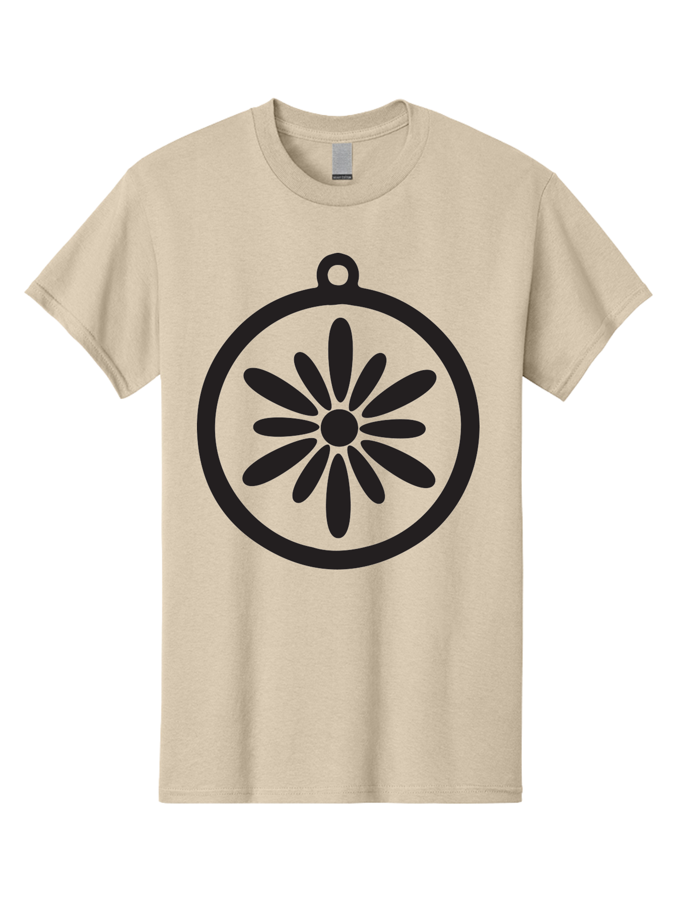 Flower-Pendant Men'S Graphic Tee, 100% Cotton, Comfortable Casual Summer Wear, Machine Washable, Flower Pendant, Minimalist Design, Circular Shape, Floral Motif, Simple Jewelry, Elegant Accessory, Modern Charm, Stylized Bloom Aac737
