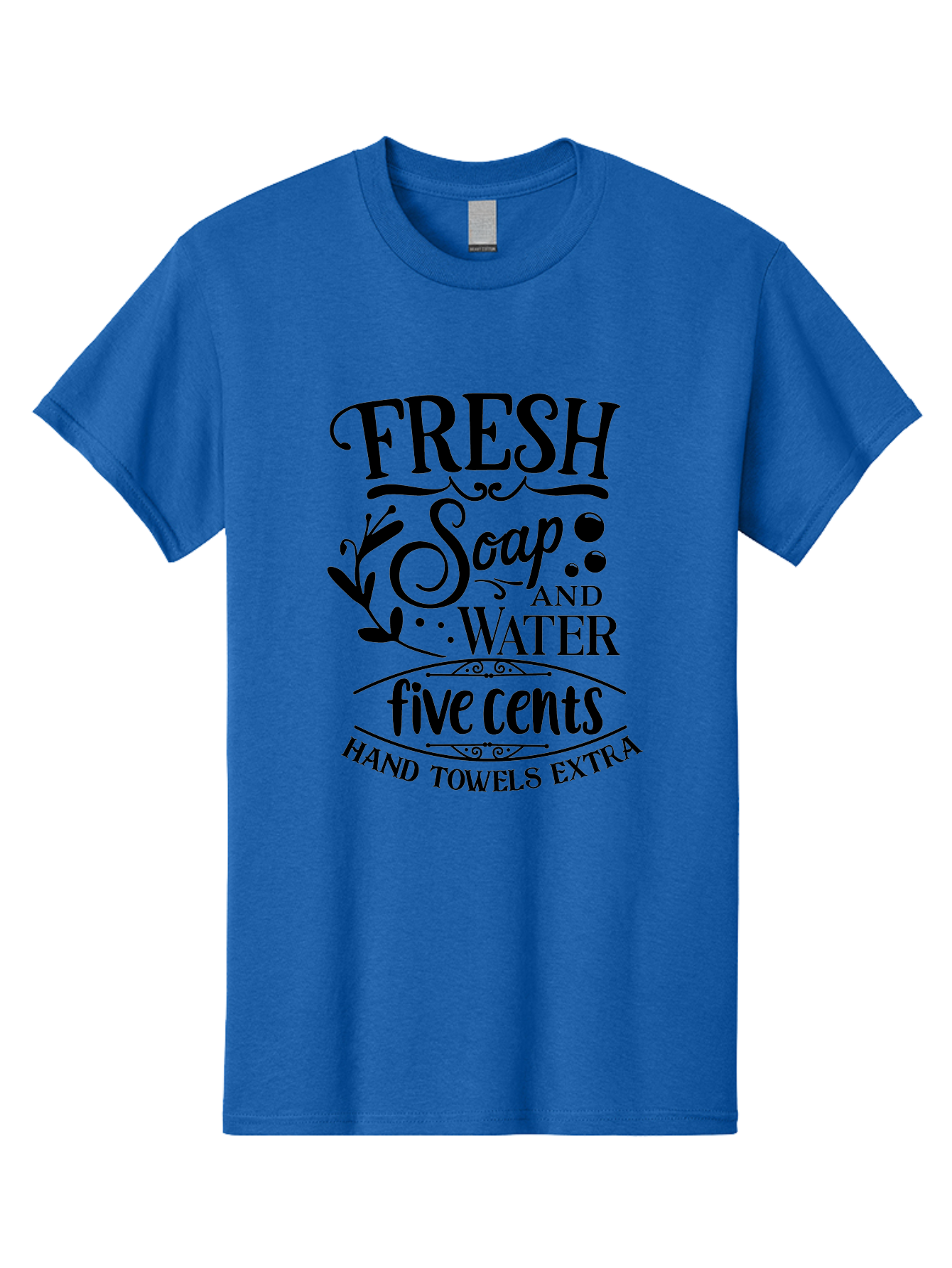 Fresh-Soap-And-Water Men'S Graphic Tee, 100% Cotton, Comfortable Casual Summer Wear, Machine Washable, Vintage Bathroom Decor, Soap And Water, Five Cents, Hand Towels Extra, Retro Style, Black And Green Color Scheme, Decorative Typography, Aac747