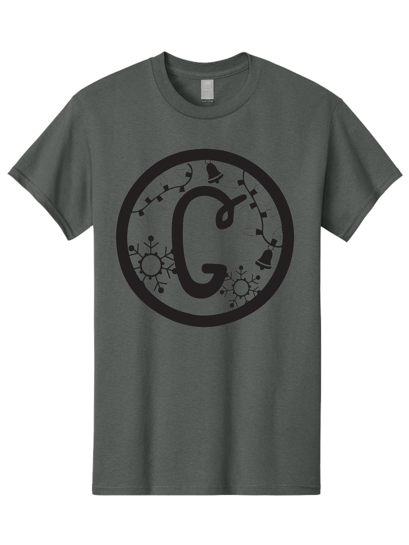 G Men'S Graphic Tee, 100% Cotton, Comfortable Casual Summer Wear, Machine Washable, Christmas Lights, Holiday Decorations, Festive Atmosphere, G Symbol, Christmas Bells, Snowflakes, Winter Wonderland, Season'S Greetings Aac749