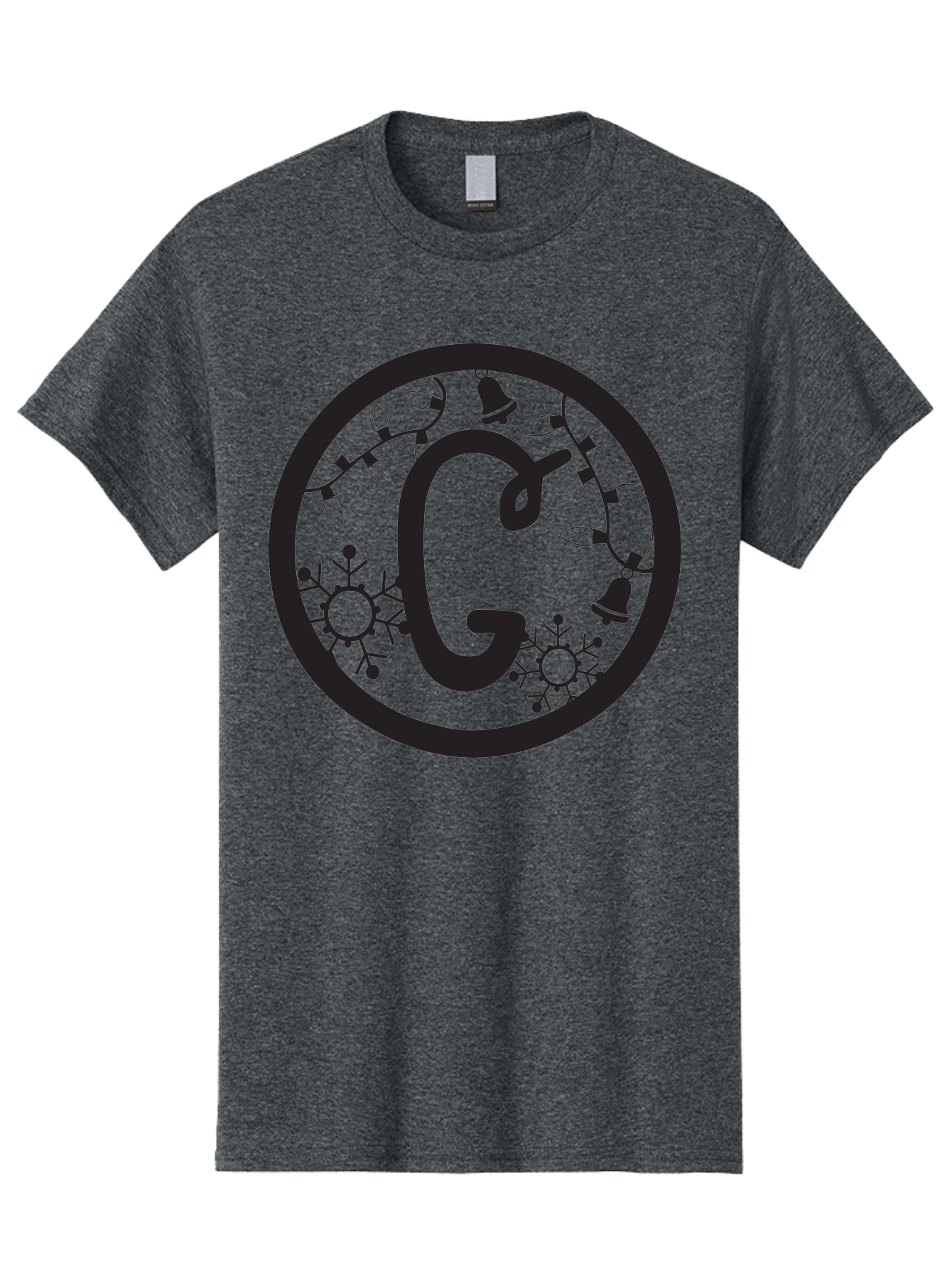 G Men'S Graphic Tee, 100% Cotton, Comfortable Casual Summer Wear, Machine Washable, Christmas Lights, Holiday Decorations, Festive Atmosphere, G Symbol, Christmas Bells, Snowflakes, Winter Wonderland, Season'S Greetings Aac749