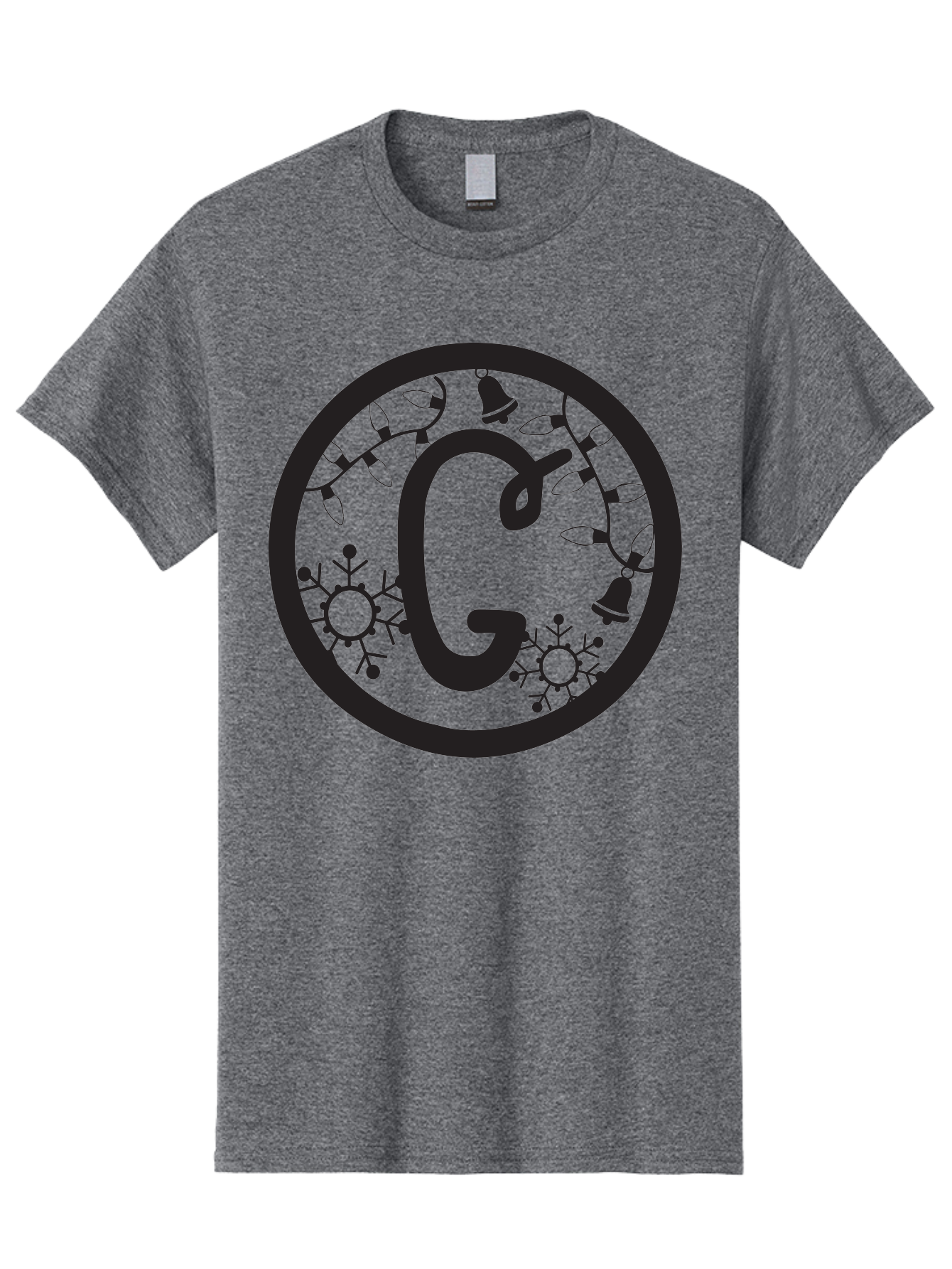 G Men'S Graphic Tee, 100% Cotton, Comfortable Casual Summer Wear, Machine Washable, Christmas Lights, Holiday Decorations, Festive Atmosphere, G Symbol, Christmas Bells, Snowflakes, Winter Wonderland, Season'S Greetings Aac749