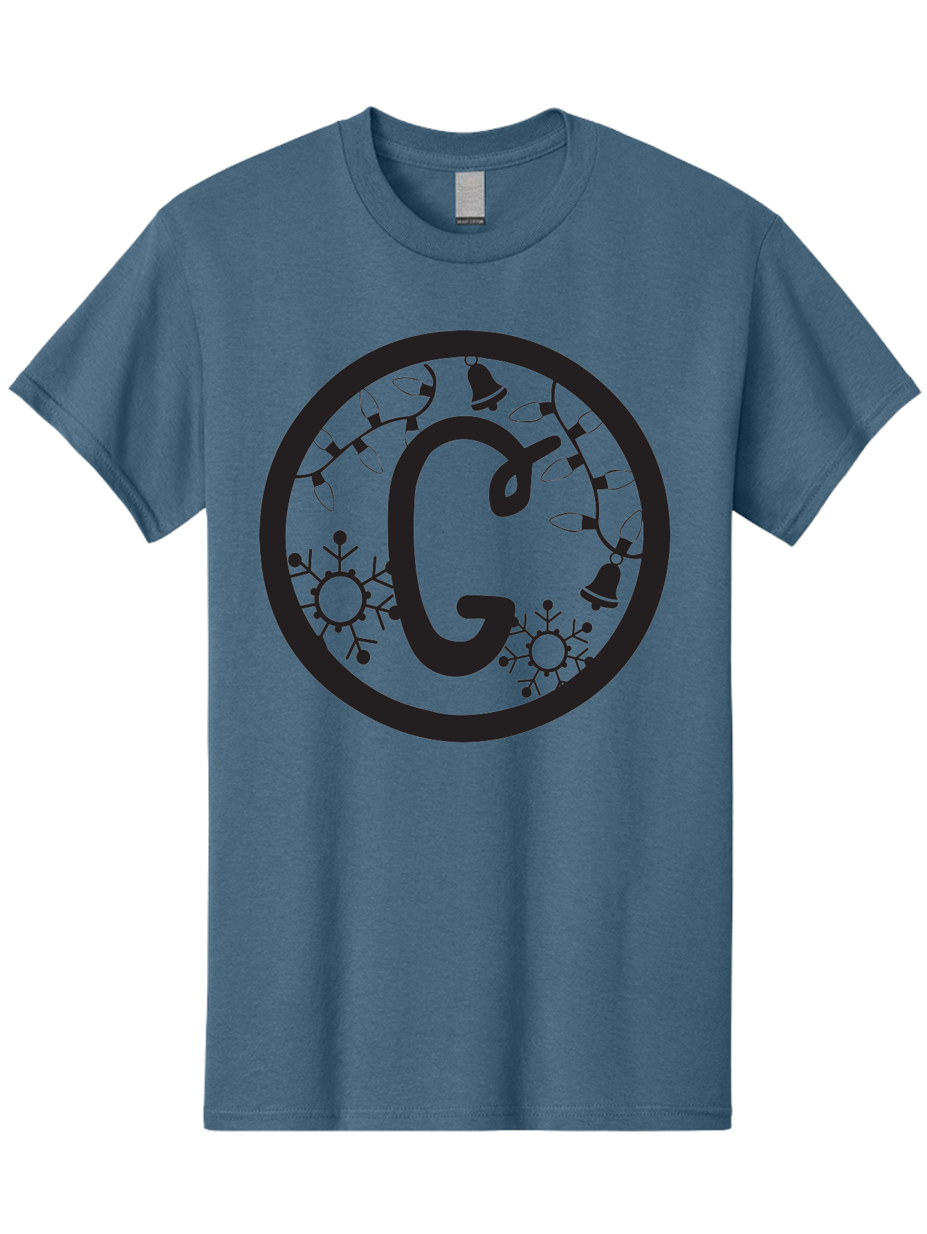 G Men'S Graphic Tee, 100% Cotton, Comfortable Casual Summer Wear, Machine Washable, Christmas Lights, Holiday Decorations, Festive Atmosphere, G Symbol, Christmas Bells, Snowflakes, Winter Wonderland, Season'S Greetings Aac749