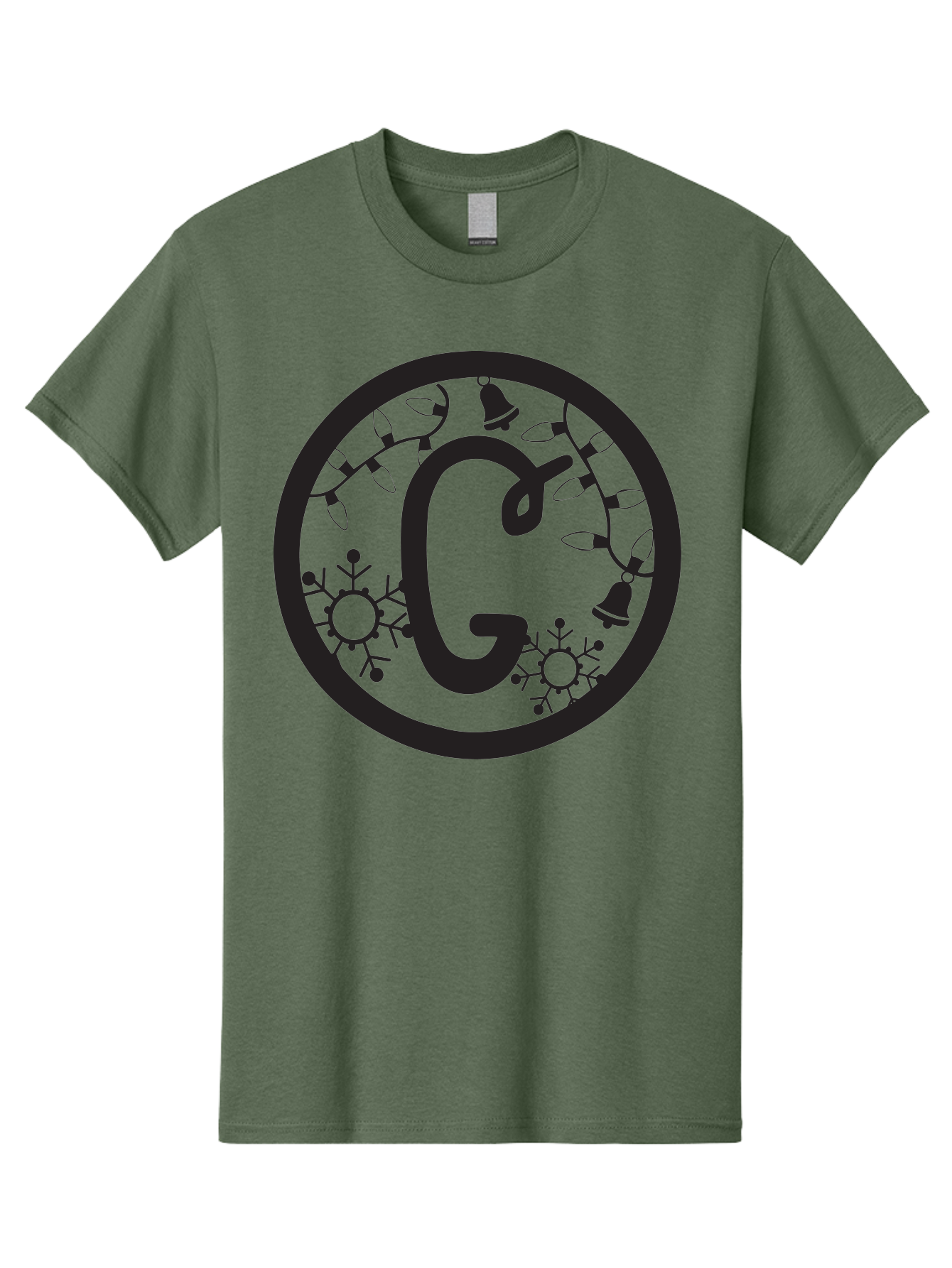 G Men'S Graphic Tee, 100% Cotton, Comfortable Casual Summer Wear, Machine Washable, Christmas Lights, Holiday Decorations, Festive Atmosphere, G Symbol, Christmas Bells, Snowflakes, Winter Wonderland, Season'S Greetings Aac749