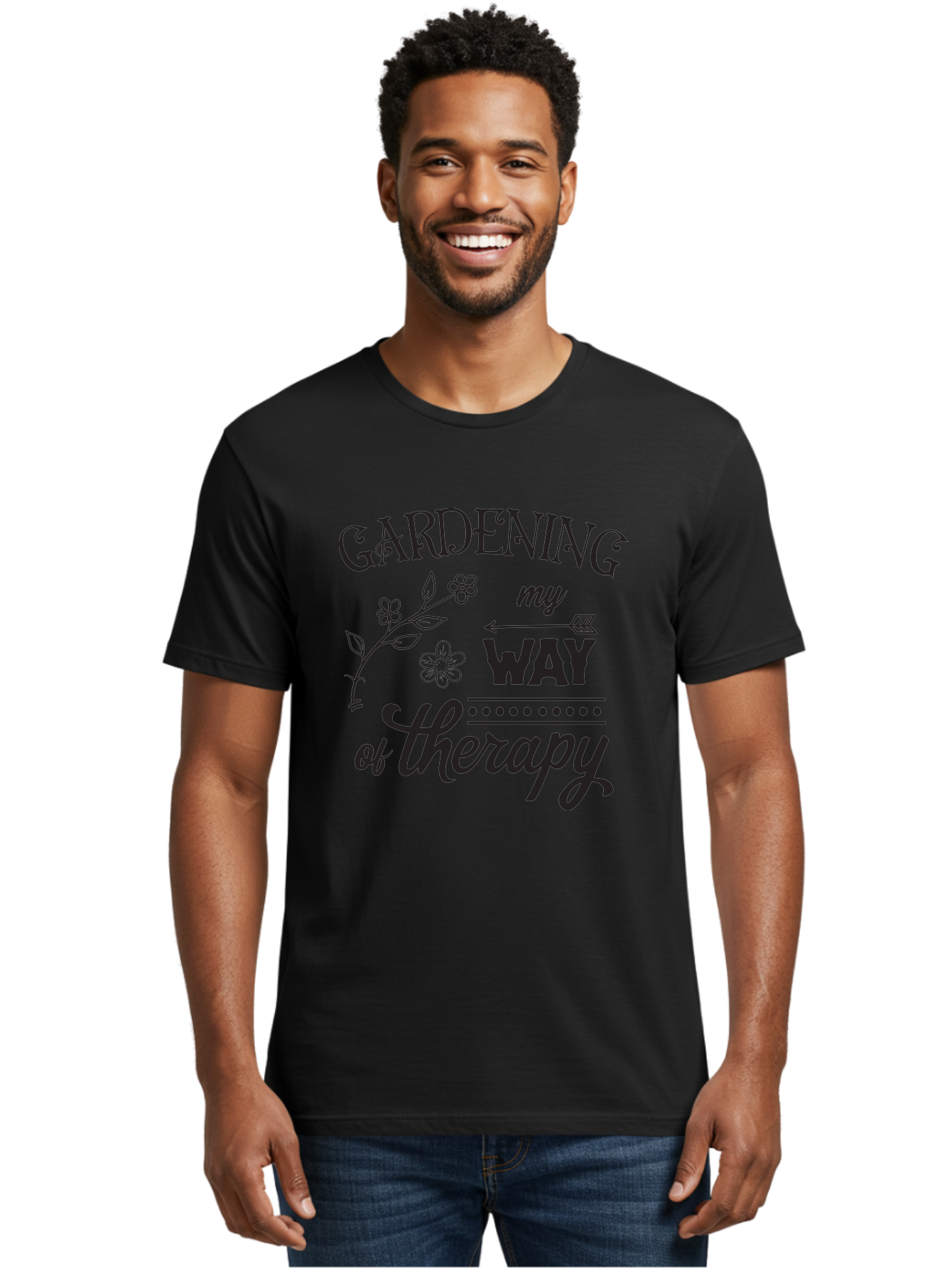 Gardening-My-Way-Of-Therapy Men'S Graphic Tee, 100% Cotton, Comfortable Casual Summer Wear, Machine Washable, Gardening Therapy, Mental Wellness, Self Care, Relaxation, Gardening Quotes, Inspirational Quotes, Floral Designs, Nature Lovers Aac750