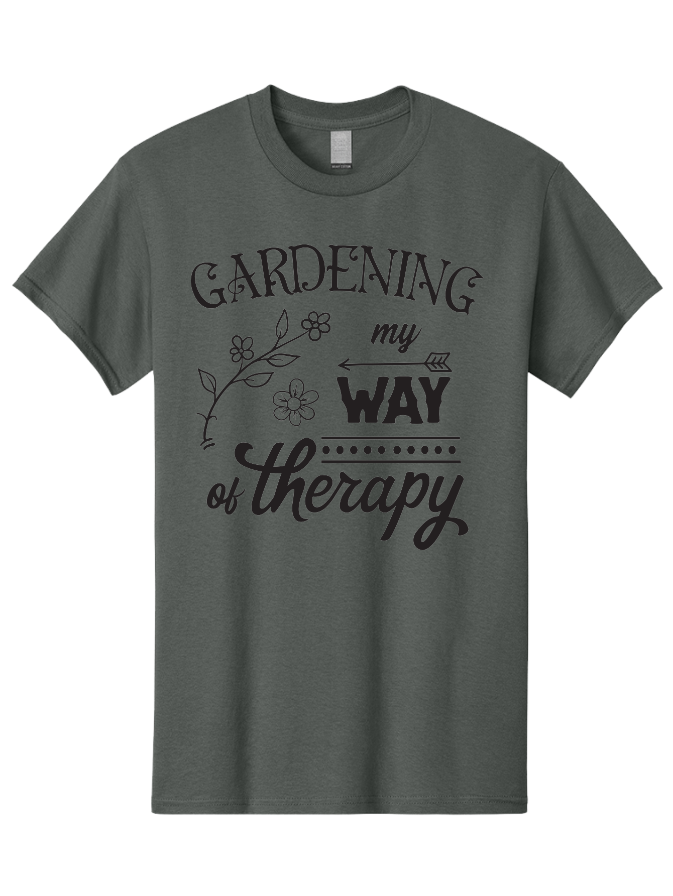 Gardening-My-Way-Of-Therapy Men'S Graphic Tee, 100% Cotton, Comfortable Casual Summer Wear, Machine Washable, Gardening Therapy, Mental Wellness, Self Care, Relaxation, Gardening Quotes, Inspirational Quotes, Floral Designs, Nature Lovers Aac750