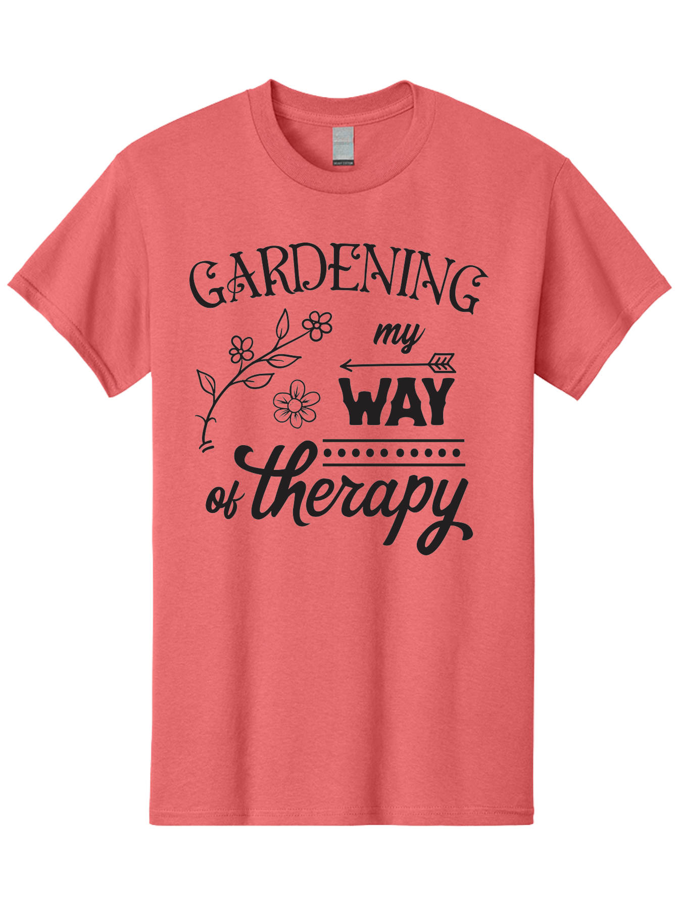 Gardening-My-Way-Of-Therapy Men'S Graphic Tee, 100% Cotton, Comfortable Casual Summer Wear, Machine Washable, Gardening Therapy, Mental Wellness, Self Care, Relaxation, Gardening Quotes, Inspirational Quotes, Floral Designs, Nature Lovers Aac750
