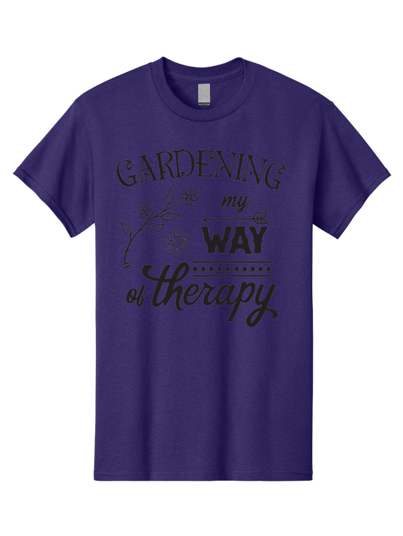 Gardening-My-Way-Of-Therapy Men'S Graphic Tee, 100% Cotton, Comfortable Casual Summer Wear, Machine Washable, Gardening Therapy, Mental Wellness, Self Care, Relaxation, Gardening Quotes, Inspirational Quotes, Floral Designs, Nature Lovers Aac750