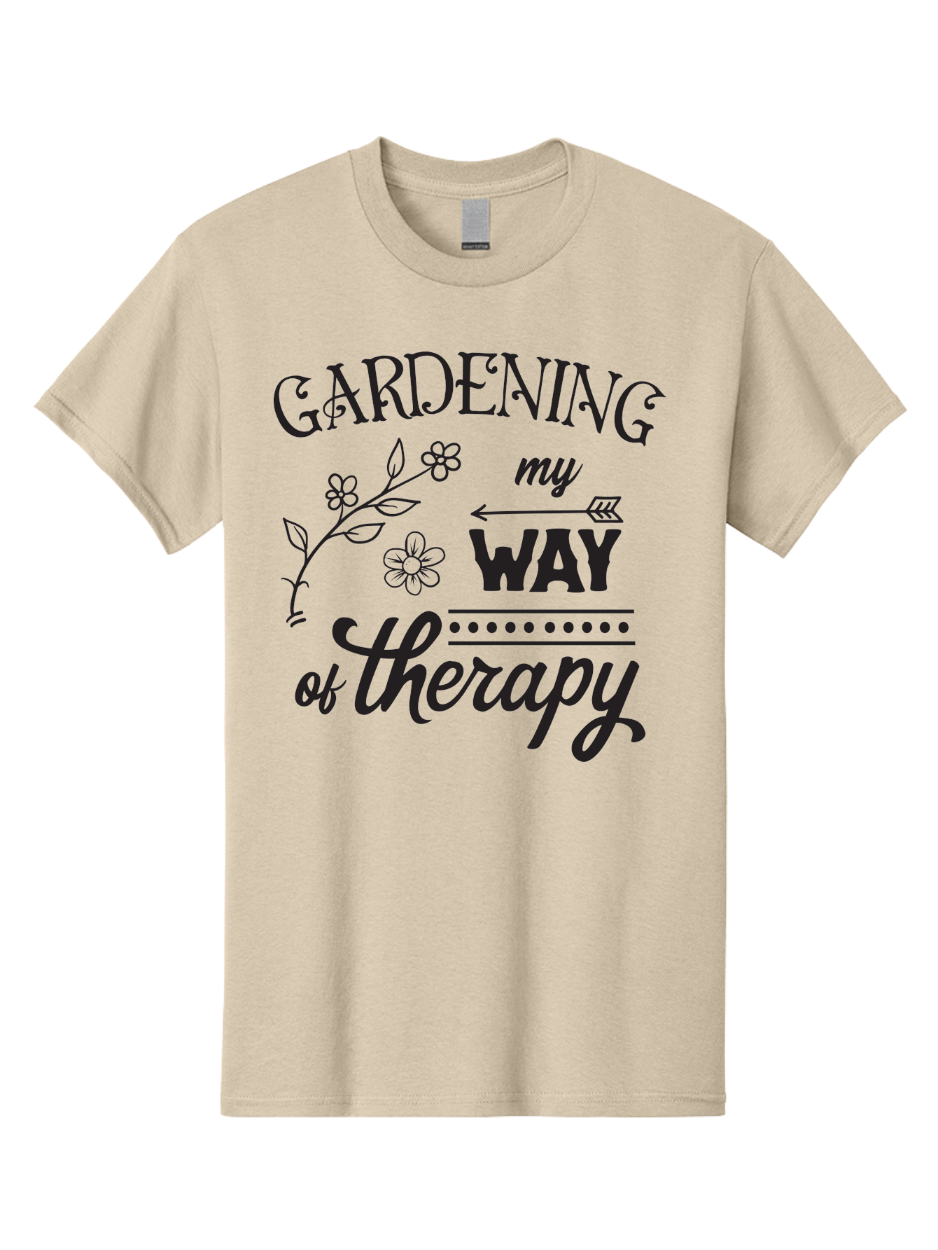 Gardening-My-Way-Of-Therapy Men'S Graphic Tee, 100% Cotton, Comfortable Casual Summer Wear, Machine Washable, Gardening Therapy, Mental Wellness, Self Care, Relaxation, Gardening Quotes, Inspirational Quotes, Floral Designs, Nature Lovers Aac750