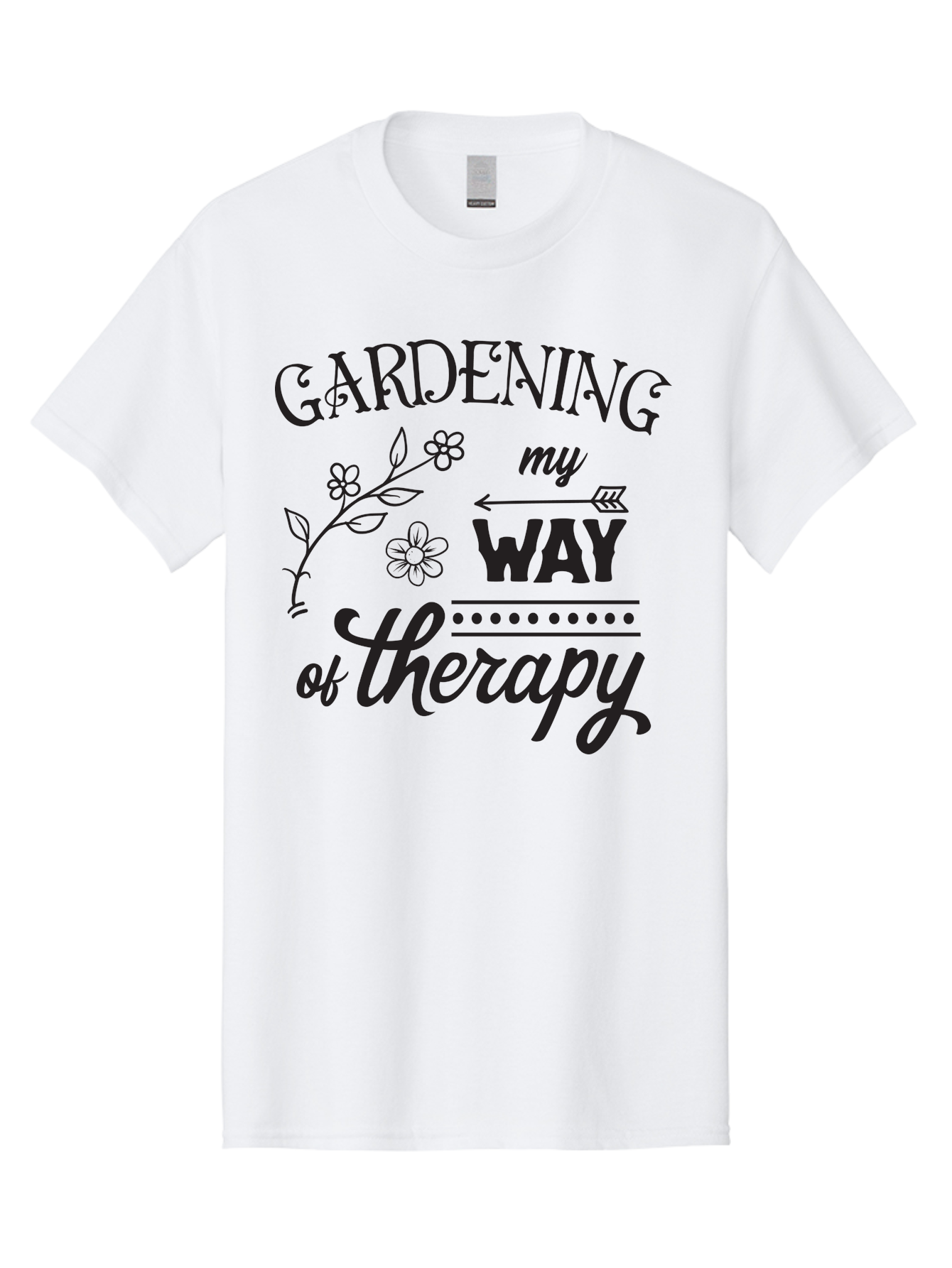 Gardening-My-Way-Of-Therapy Men'S Graphic Tee, 100% Cotton, Comfortable Casual Summer Wear, Machine Washable, Gardening Therapy, Mental Wellness, Self Care, Relaxation, Gardening Quotes, Inspirational Quotes, Floral Designs, Nature Lovers Aac750