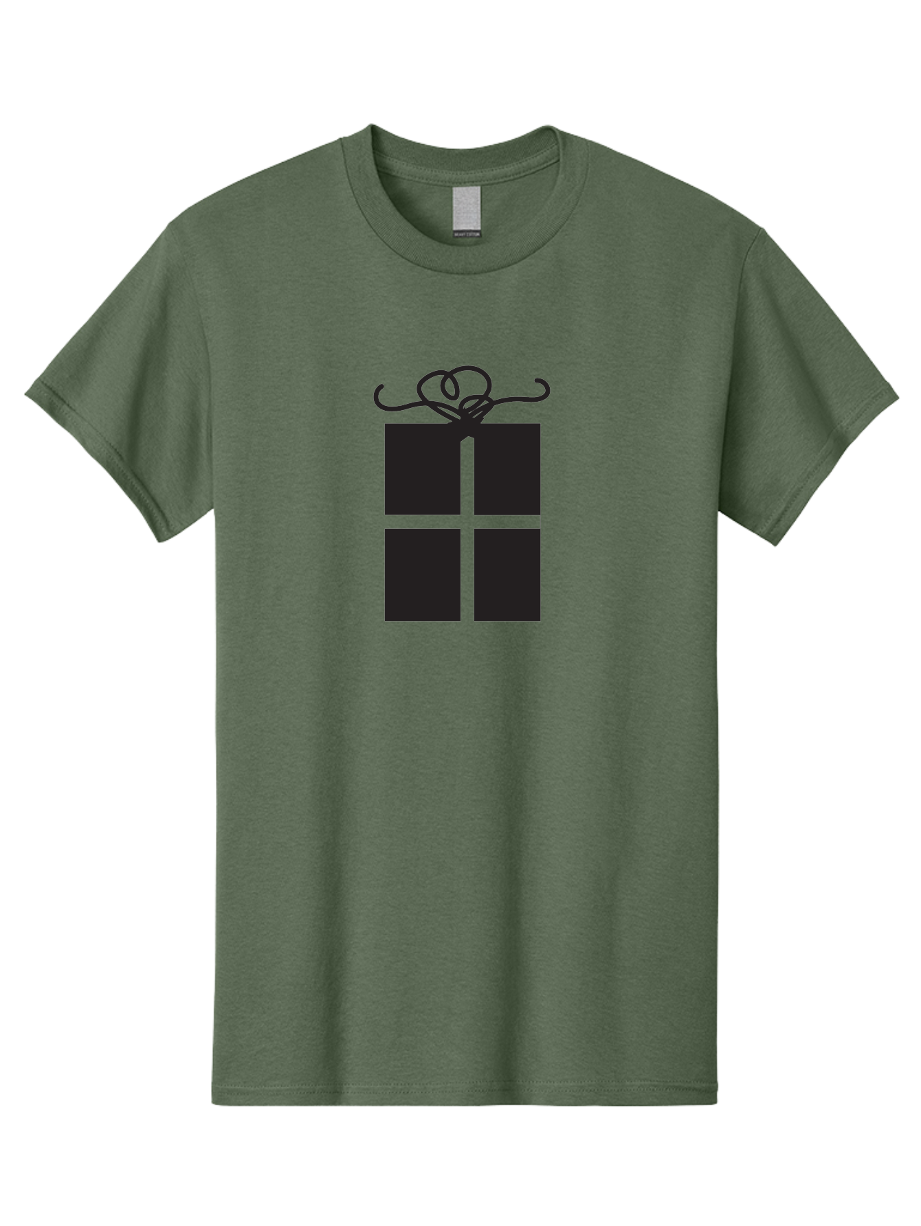 Gift-Box-1 Men'S Graphic Tee, 100% Cotton, Comfortable Casual Summer Wear, Machine Washable, Wrapped Gift, Gift Box, Present, Ribbon, Bow, Simple Design, Minimalist Style, Black And Green, Elegant Gift, Special Occasion, Celebratory Gift Aac752