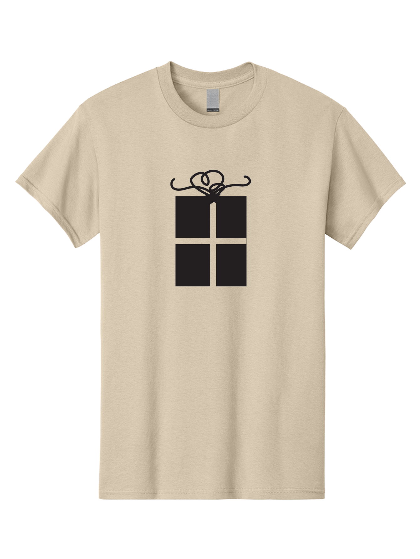 Gift-Box-1 Men'S Graphic Tee, 100% Cotton, Comfortable Casual Summer Wear, Machine Washable, Wrapped Gift, Gift Box, Present, Ribbon, Bow, Simple Design, Minimalist Style, Black And Green, Elegant Gift, Special Occasion, Celebratory Gift Aac752