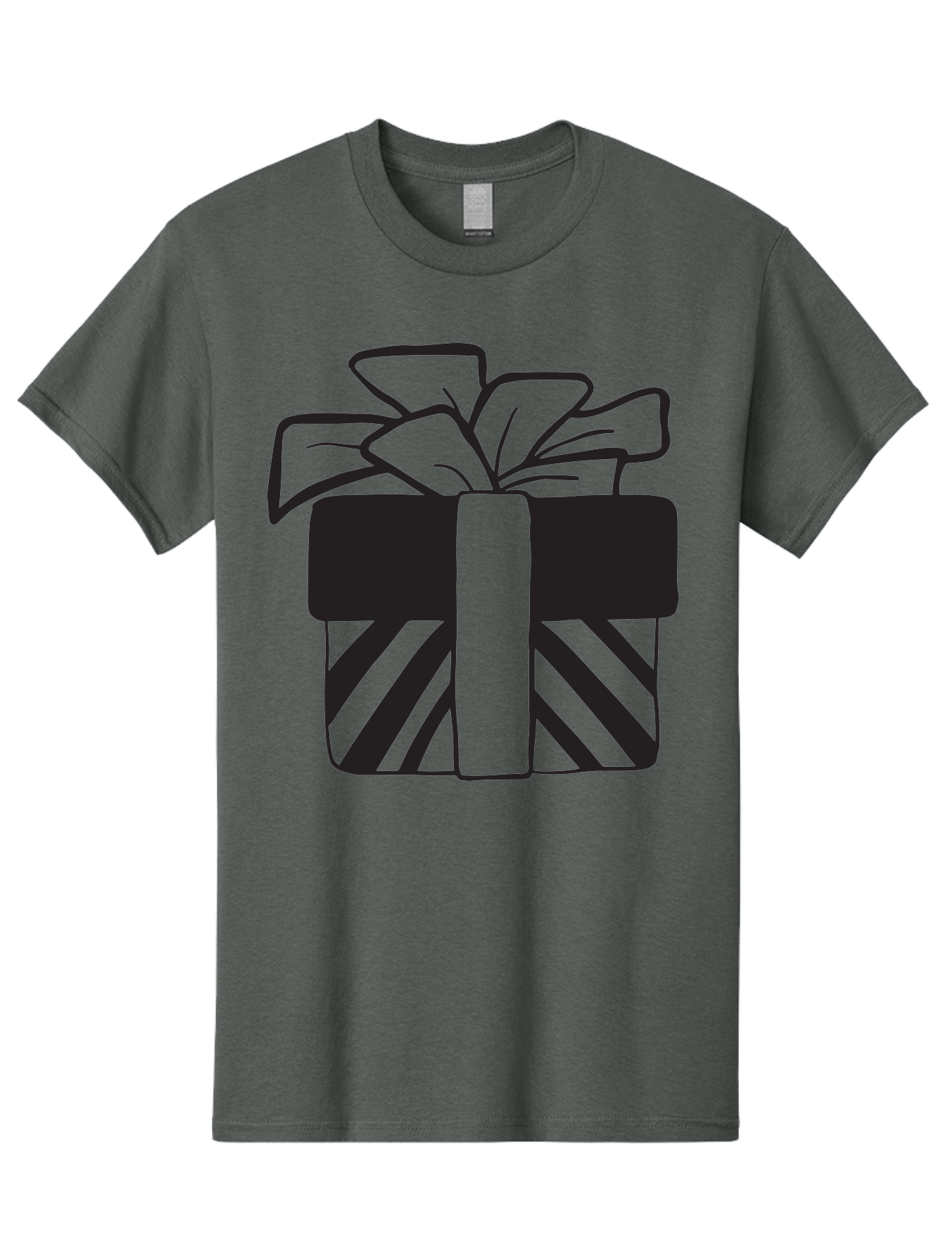 Gift-Box Men'S Graphic Tee, 100% Cotton, Comfortable Casual Summer Wear, Machine Washable, Wrapped Gift, Striped Box, Ribbon Bow, Present, Gift Giving, Holiday Present, Wrapped Present Aac753