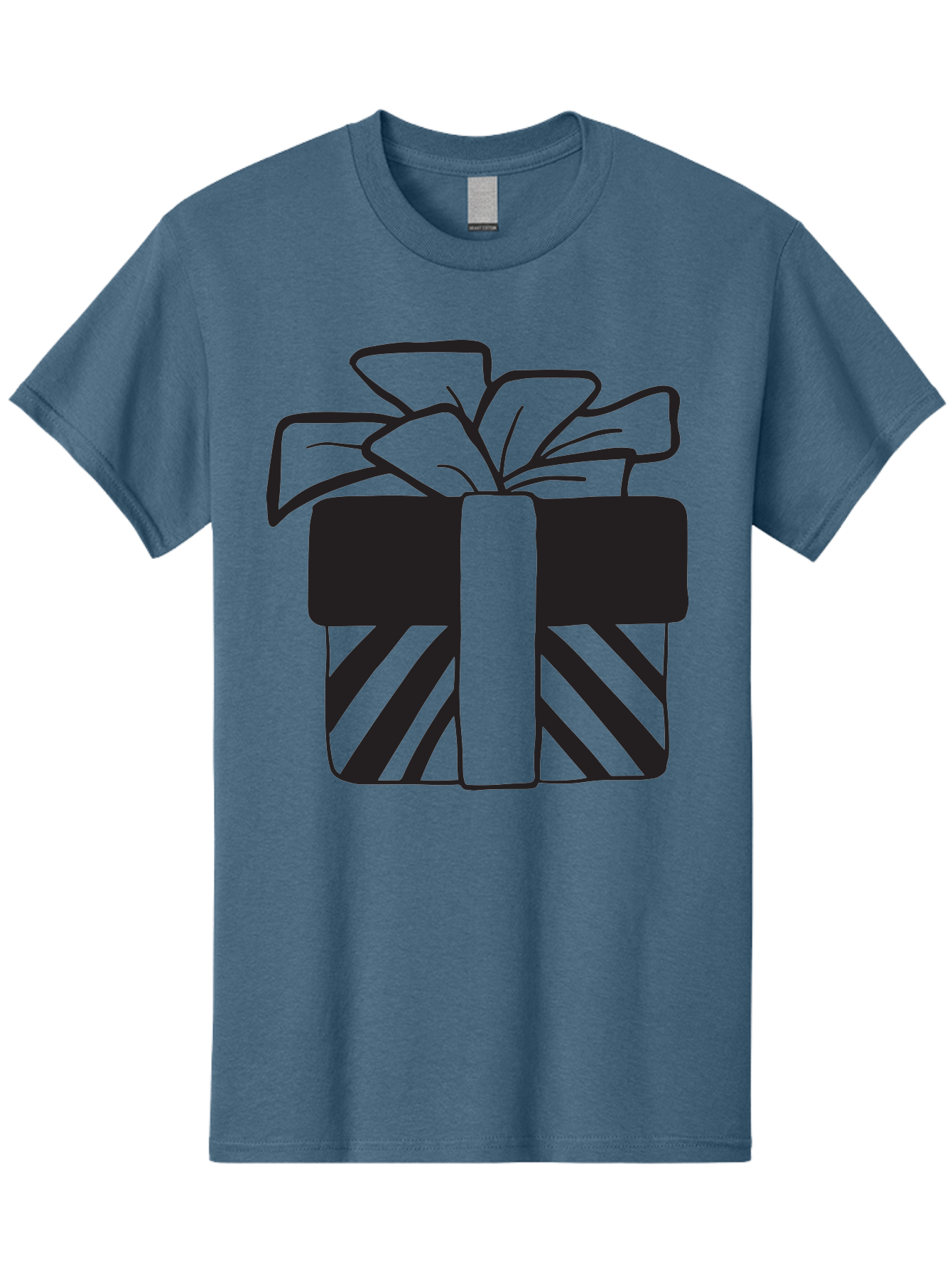 Gift-Box Men'S Graphic Tee, 100% Cotton, Comfortable Casual Summer Wear, Machine Washable, Wrapped Gift, Striped Box, Ribbon Bow, Present, Gift Giving, Holiday Present, Wrapped Present Aac753