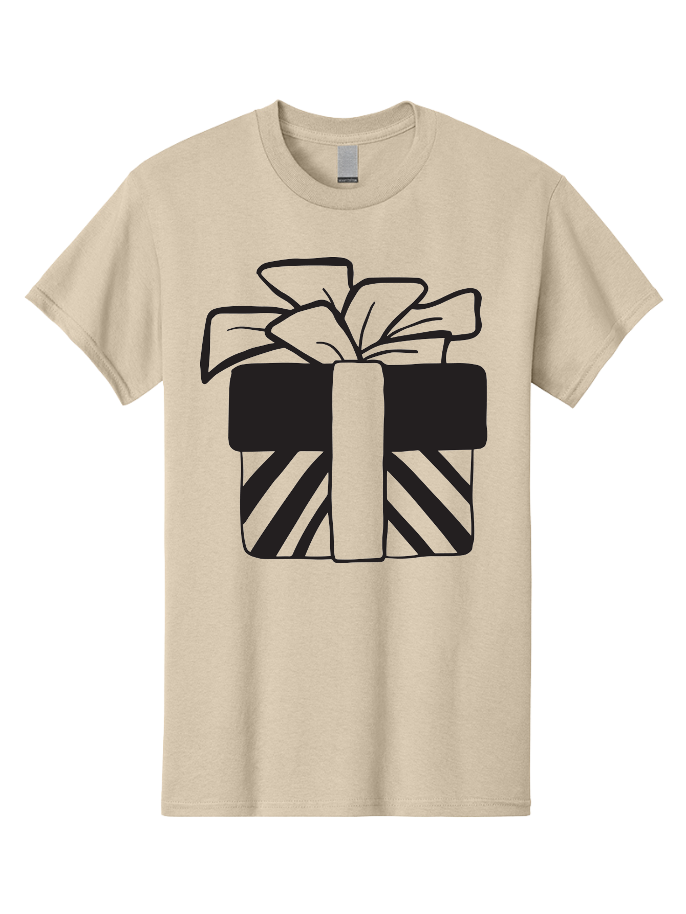 Gift-Box Men'S Graphic Tee, 100% Cotton, Comfortable Casual Summer Wear, Machine Washable, Wrapped Gift, Striped Box, Ribbon Bow, Present, Gift Giving, Holiday Present, Wrapped Present Aac753