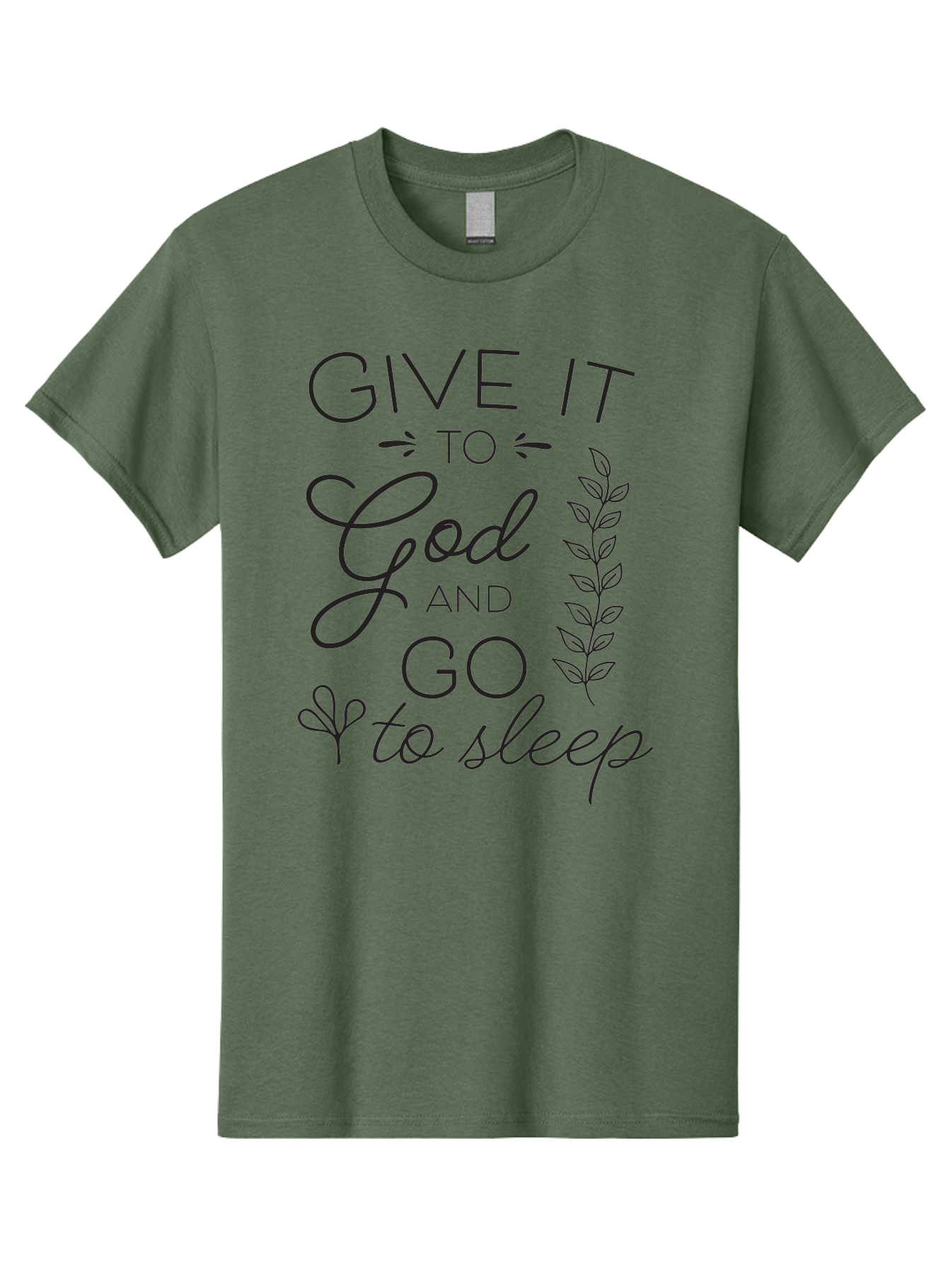 Give-It-To-God-And-Go-To-Sleep Men'S Graphic Tee, 100% Cotton, Comfortable Casual Summer Wear, Machine Washable, Inspiring Quote, Motivational Phrase, Faith-Based Message, Relaxation Techniques, Stress Relief, Inspirational Words, Aac757