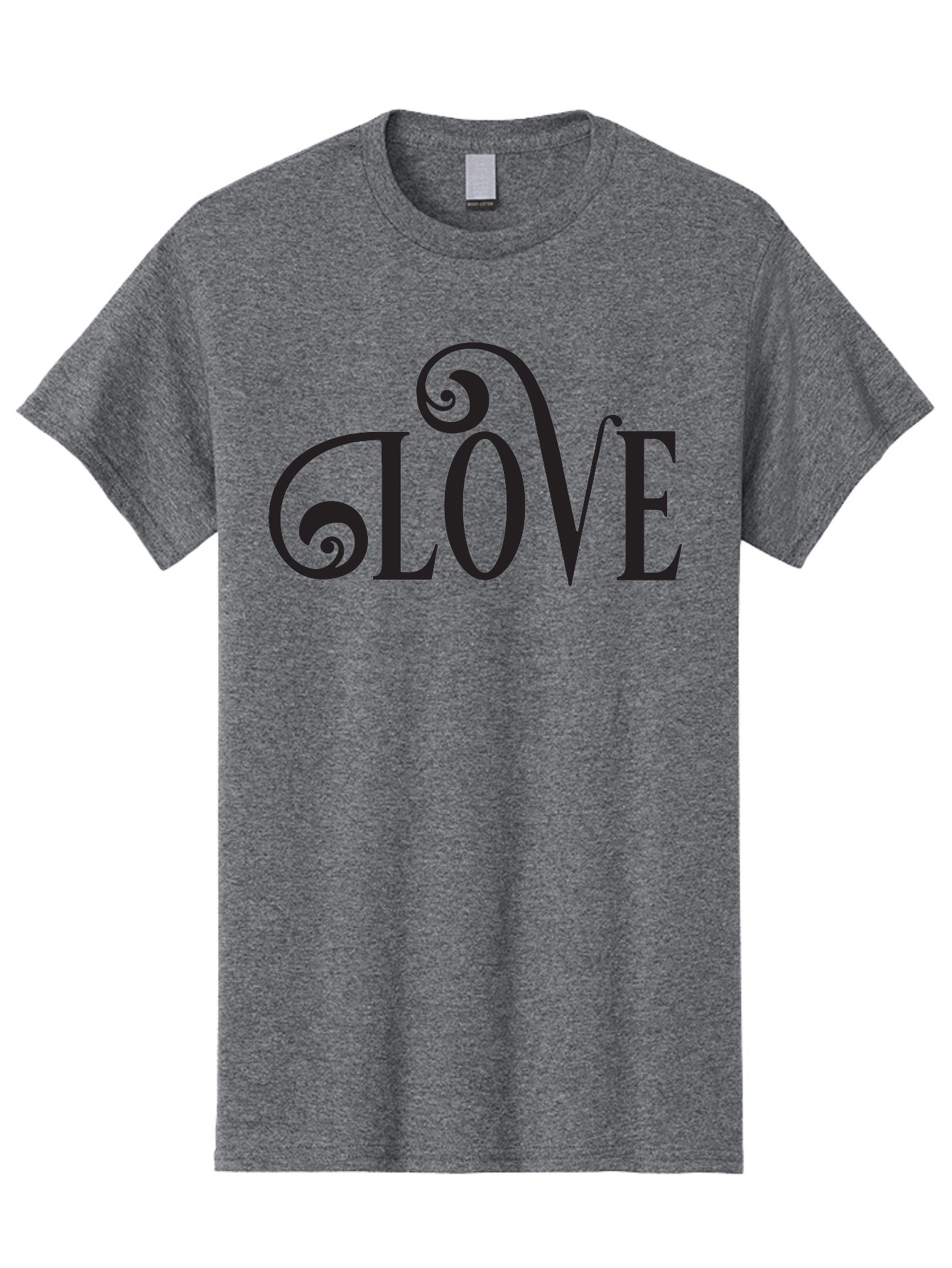 Glove Men'S Graphic Tee, 100% Cotton, Comfortable Casual Summer Wear, Machine Washable, Love Typography, Decorative Lettering, Swirly Design, Black Text, Elegant Font, Whimsical Style, Romantic Message, Stylish Graphics, Heartwarming Phrase Aac759