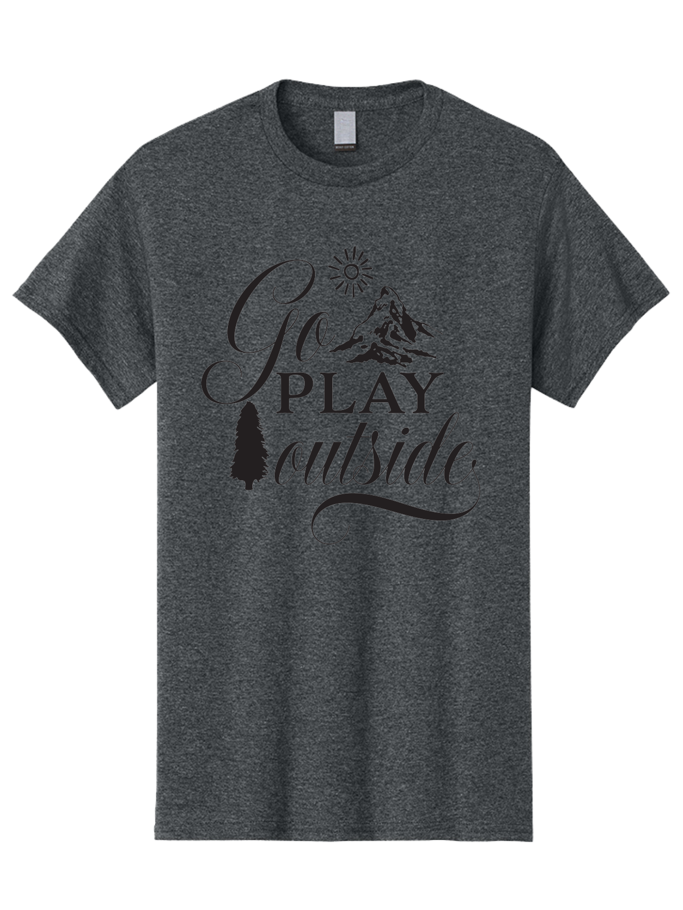 Go-Play-Outside Men'S Graphic Tee, 100% Cotton, Comfortable Casual Summer Wear, Machine Washable, Outdoor Adventure, Mountain Scenery, Pine Tree, Sunshine, Go Outside, Nature Call, Play Time, Active Lifestyle, Exploration, Outdoor Fun Aac760